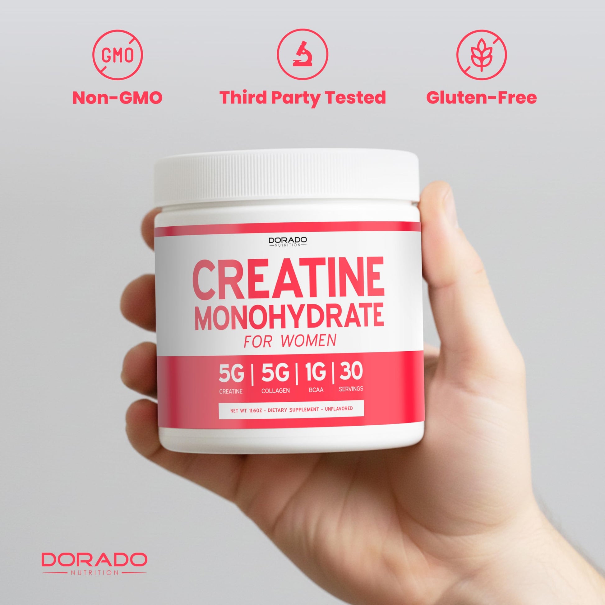 Creatine for Women | Creatine Monohydrate Powder 5G + 5000mg Collagen + 1000mg BCAA 2:1:1 Powder (30 Serving) Support Glutes, Lean Muscles, Recovery, Energy & Stamina Non-GMO, Gluten Free - USA Made DORADO NUTRITION uk supplements