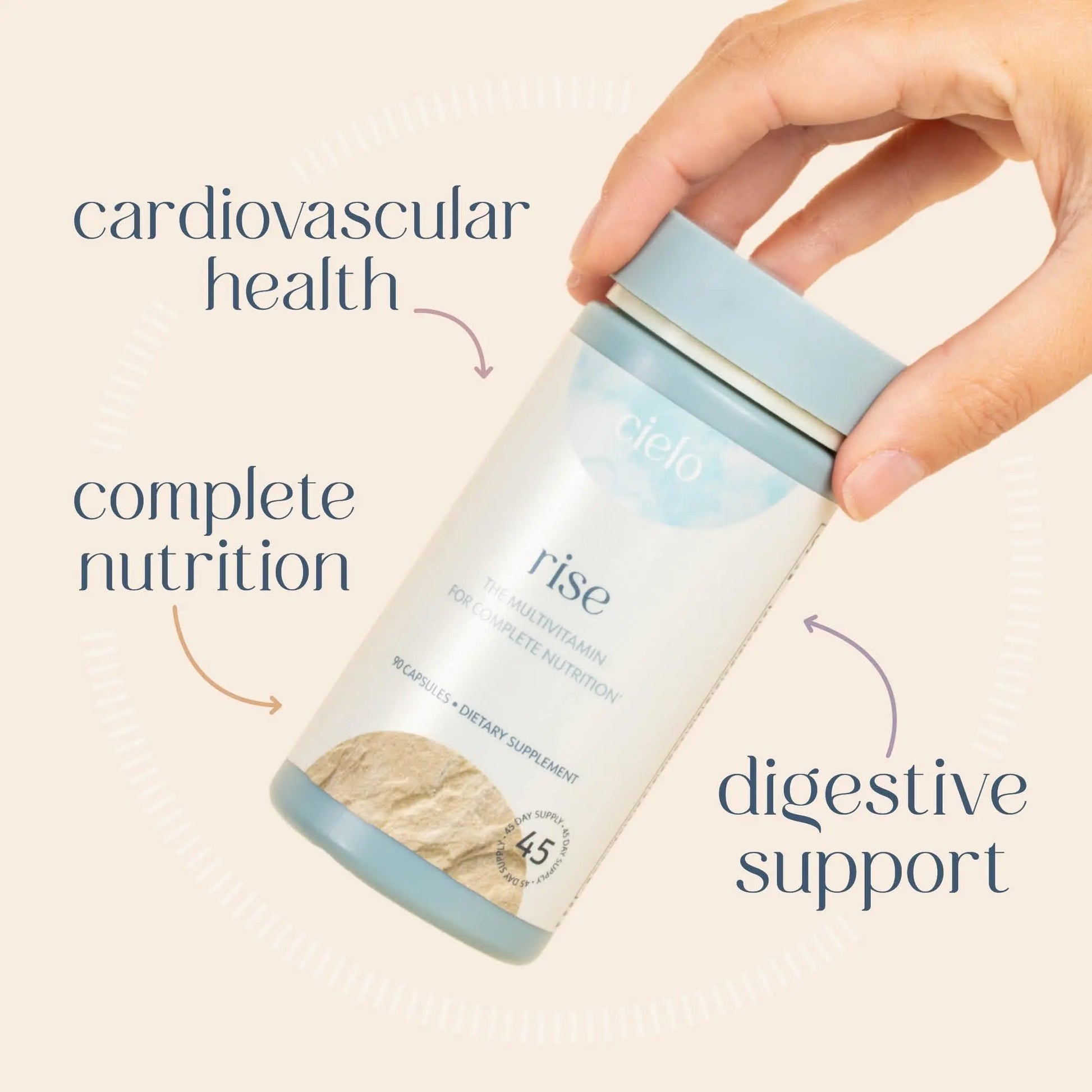 Cielo Rise Multivitamin for Women and Men - Vitamin A, C, D3, E K2, & More - Magnesium Glycinate, Citrate, and Malate for Digestive Support Cielo uk supplements