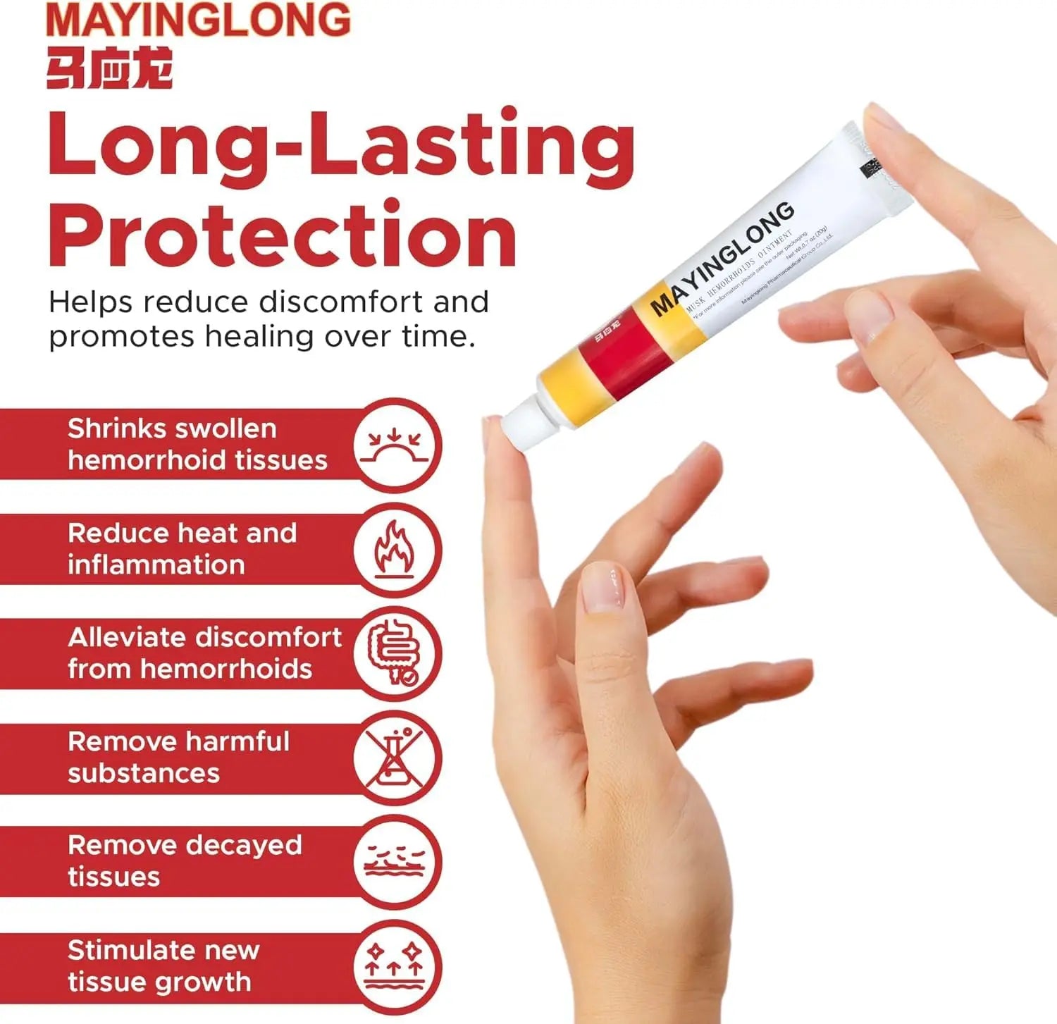 Mayinglong Musk Hemorrhoids Ointment - (20 Grams) Maximum Strength Formula for Hemorrhoidal Fast Relief, Soothes Itching, Burning & Discomfort - Fast-Acting Relief (0.71 oz Tube) Mayinglong uk supplements