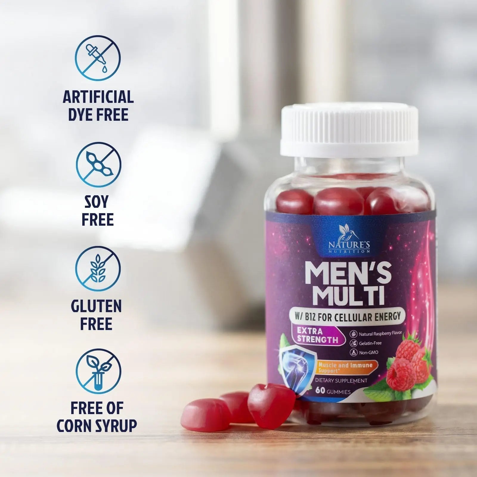 Multivitamin for Men - Complete Daily Mens Multivitamin Gummies with Vitamin D, B Vitamins, Zinc & More - Energy, Memory, Focus & Immune Health Support Nature's Nutrition uk supplements