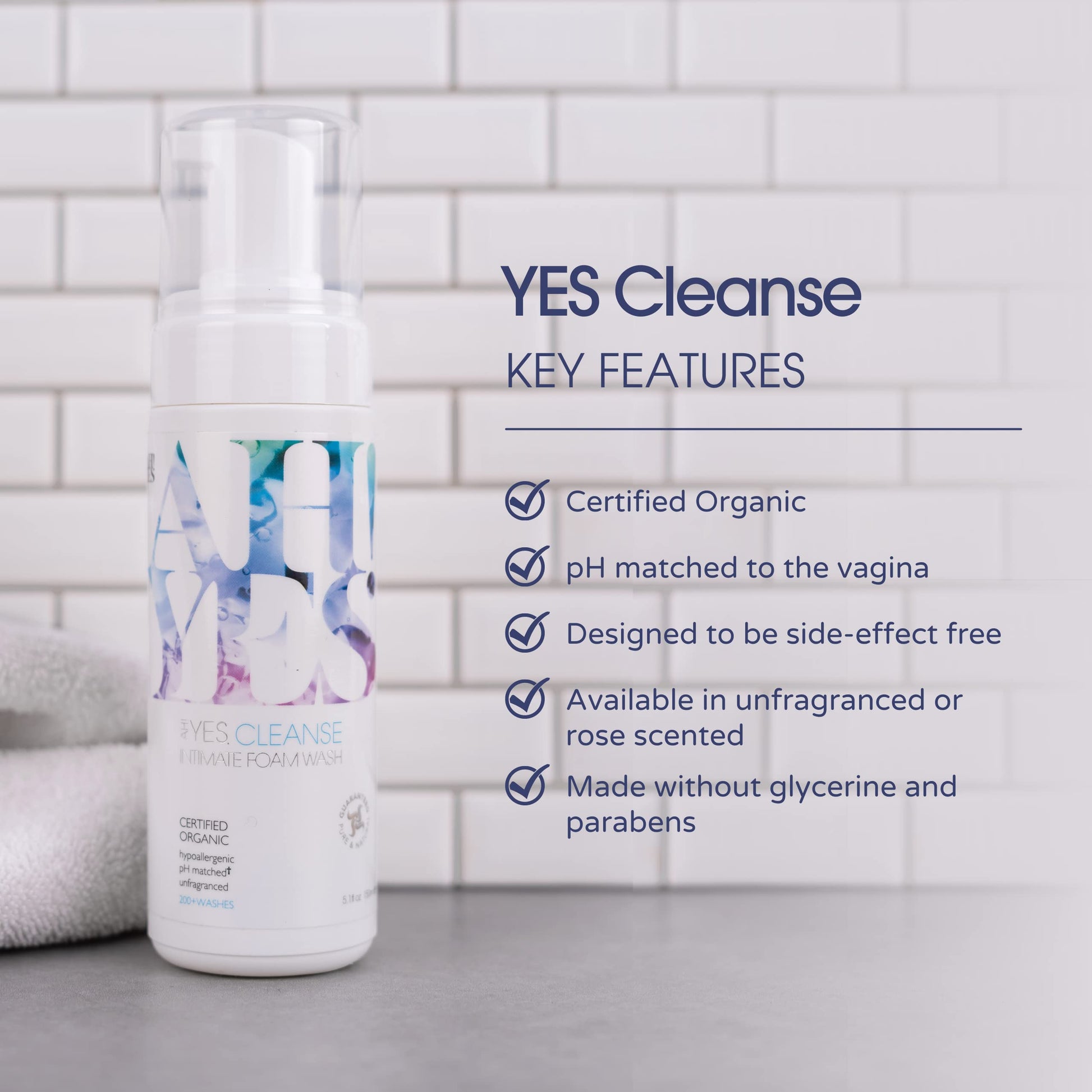 AH! YES CLEANSE Gentle, Organic Foaming Feminine Wash- Unfragranced, pH Matched Vaginal Wash AH! YES uk supplements