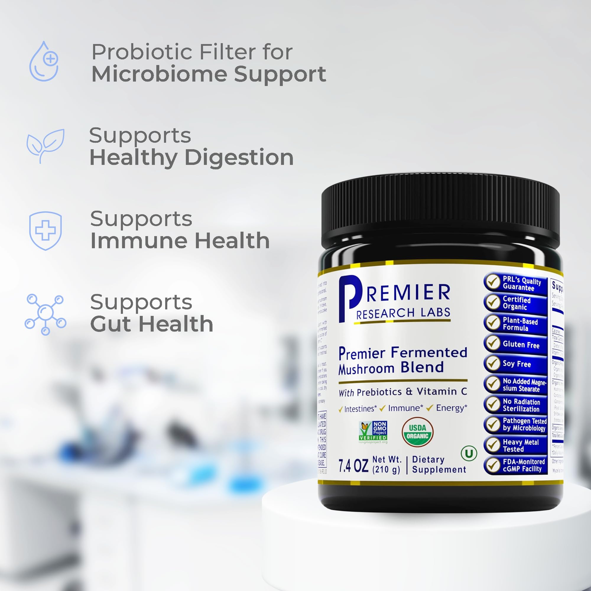 Premier Research Labs Premier Fermented Mushroom Blend - Reishi Mushroom Powder, Mushroom Extract for Drinks, Coffee, Mushroom Complex with Turkey Tail, Cordyceps for Immune & Gut Health - 7.4 oz Premier Research Labs uk supplements