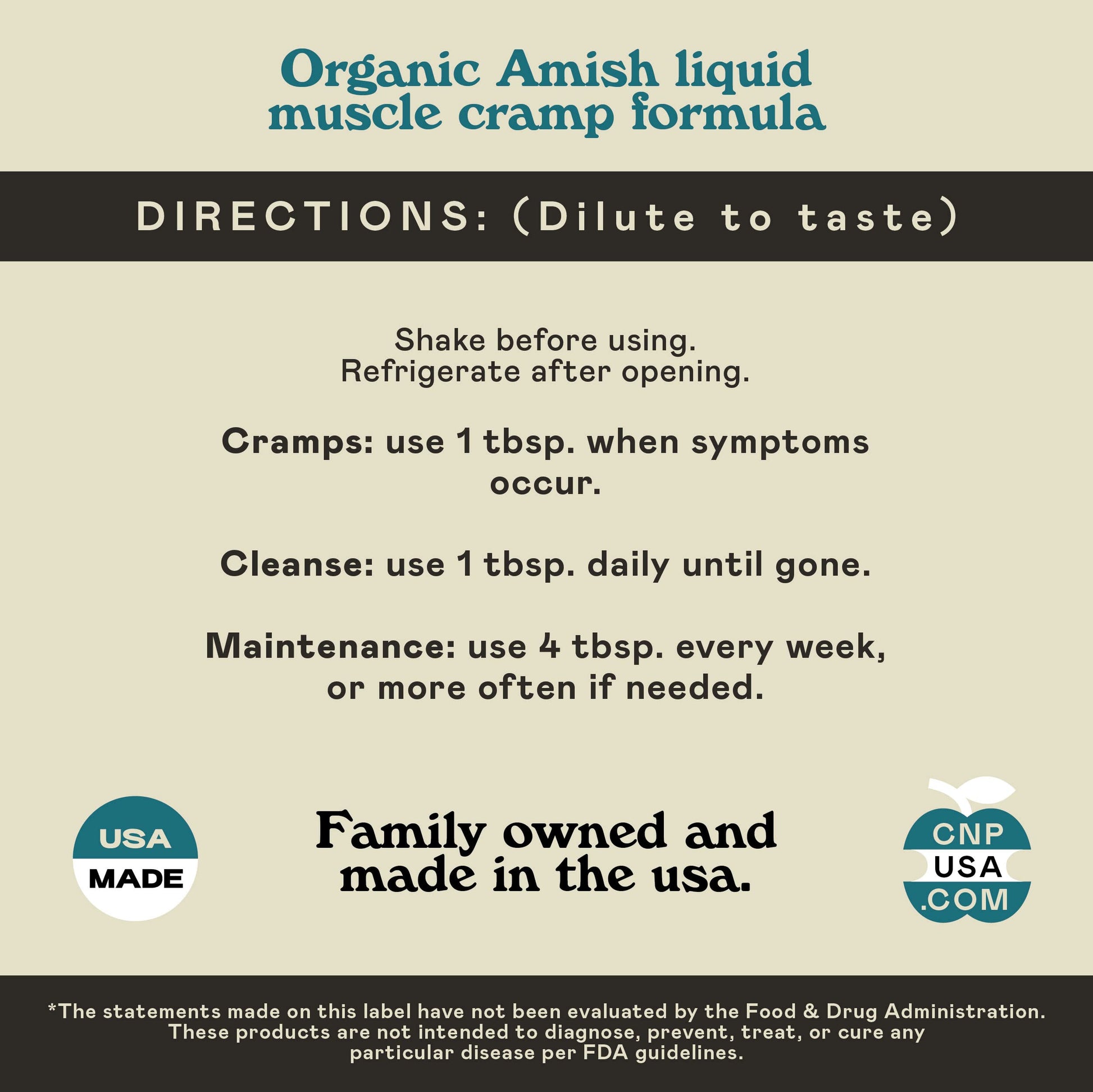 Organic Amish Leg Cramp Relief Liquid 16oz - Natural Muscle and Foot Support Supplement with Apple Cider Vinegar, Ginger, Garlic, Aloe, Fast Cramp Reducing Formula, Certified Organic, Made in USA Complete Natural Products uk supplements