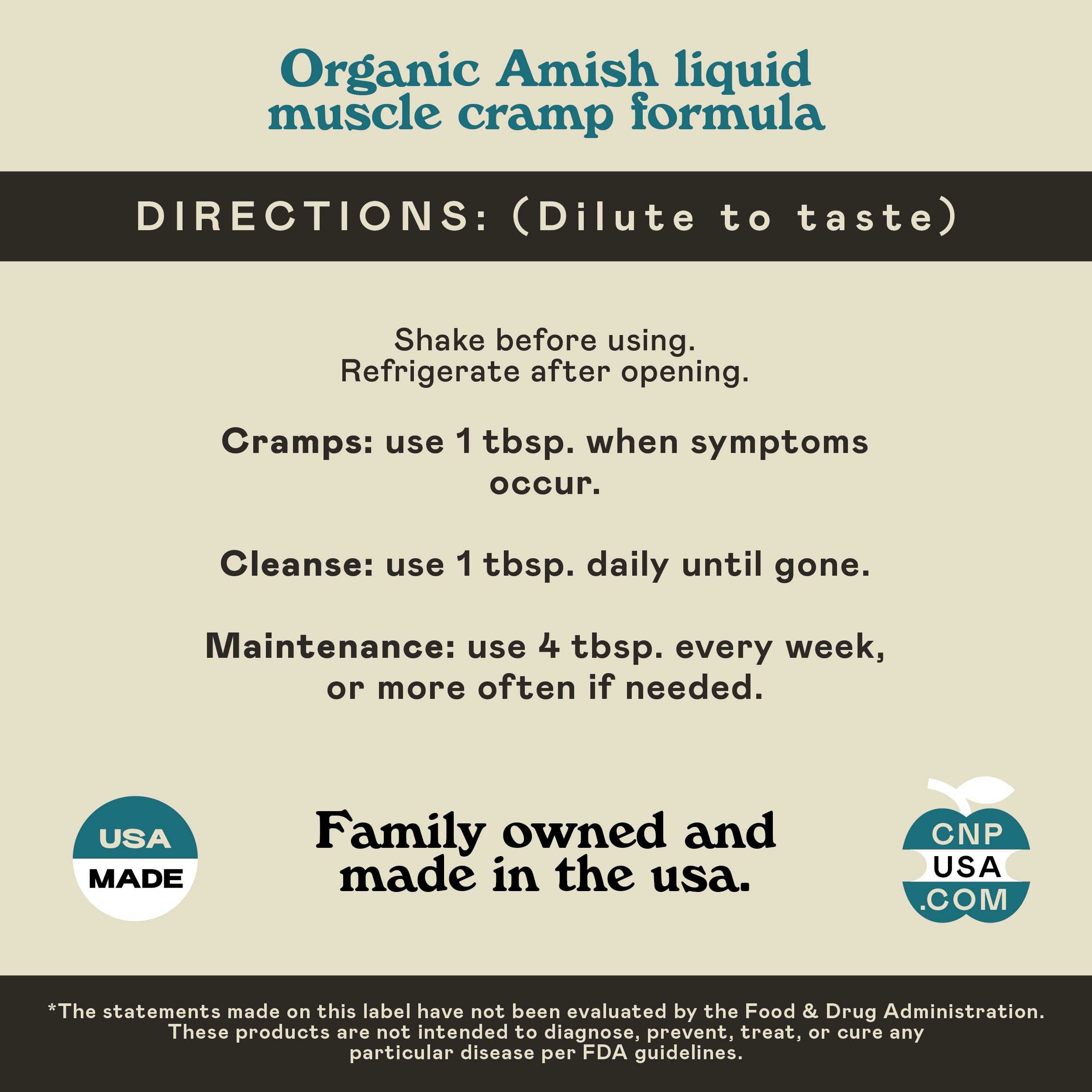 Organic Amish Leg Cramp Relief Liquid 16oz - Natural Muscle and Foot Support Supplement with Apple Cider Vinegar, Ginger, Garlic, Aloe, Fast Cramp Reducing Formula, Certified Organic, Made in USA Complete Natural Products uk supplements