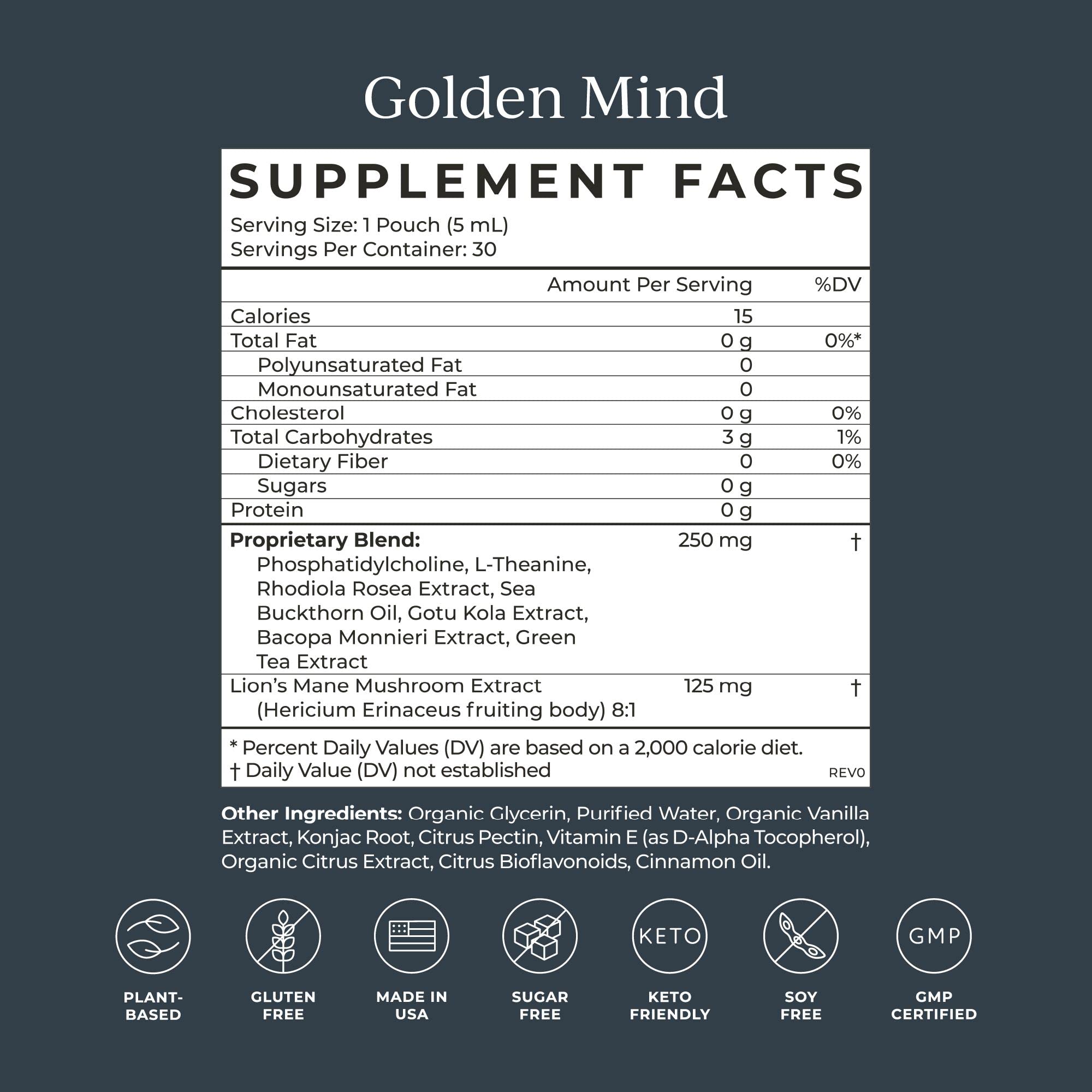 CYMBIOTIKA Golden Mind Nootropic - Boosts Focus, Memory, Alertness, Supports Nervous System with Bacopa, Green Tea, Lion’s Mane, L-Theanine, Rhodiola | 30 Pouches CYMBIOTIKA uk supplements