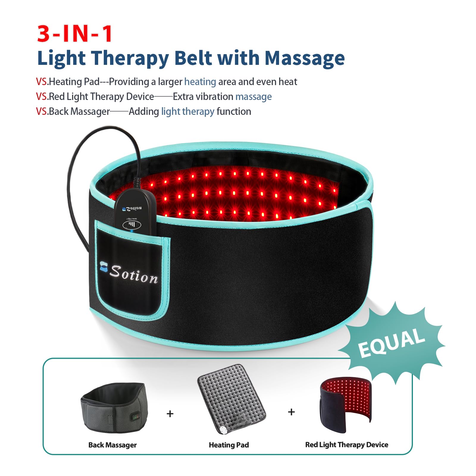 Sotion Red Light Therapy Belt with Massage-Red Light Therapy for Body&Near Infrared Light Therapy comrelax uk supplements