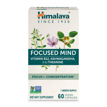 Himalaya Focused Mind Supplement, with Ashwagandha, Bacopa & L-Theanine for Attention, Focus and Energy Support, 60 Vegan Capsules, Gluten Free, 1 Month Supply Himalaya uk supplements