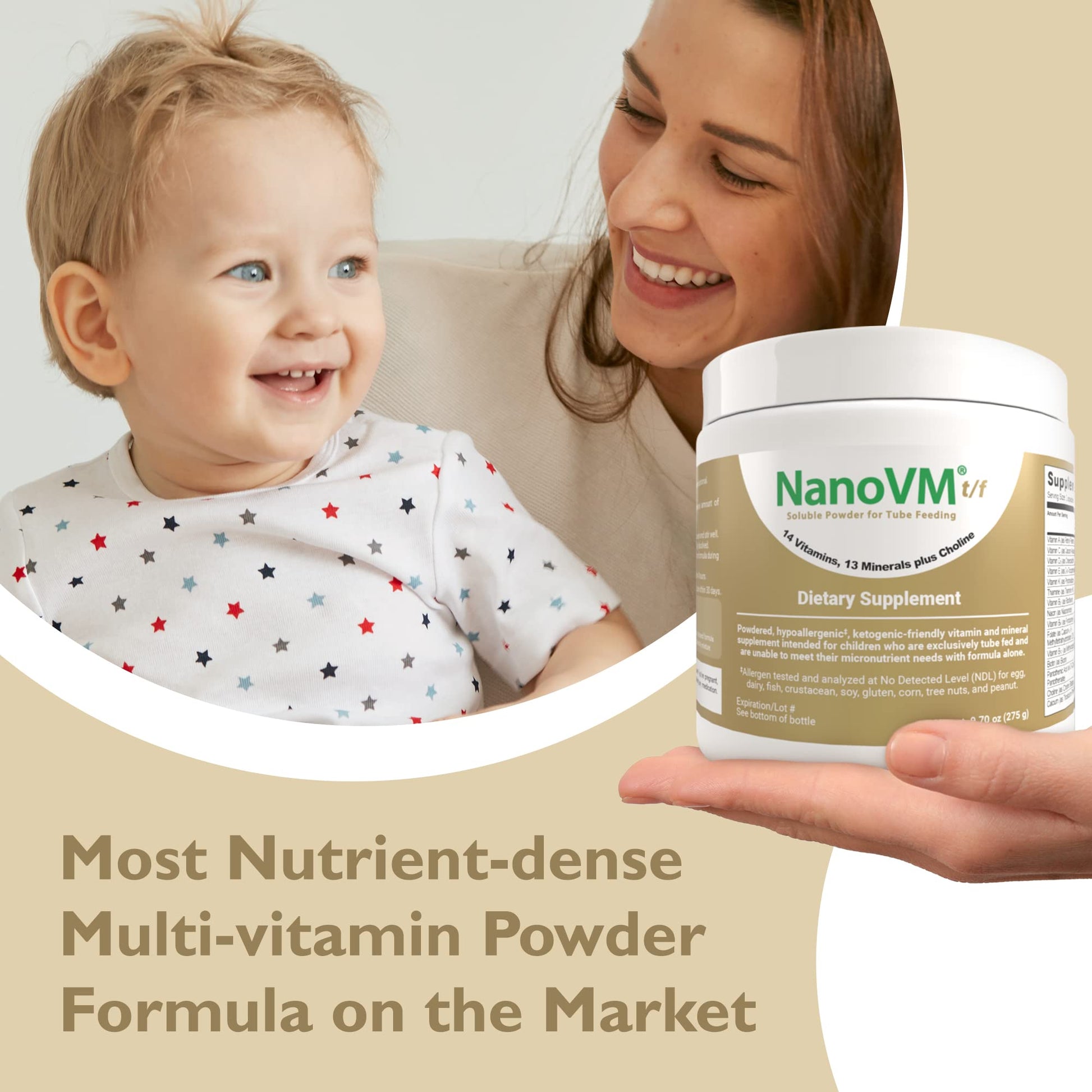 NanoVM t/f, Dietary Supplement for Tube Feeding, Allergen-Free Kids Multivitamin, Unflavored Vitamin Powder with 14 Vitamins & 13 Minerals, Low-Carb Kids Vitamins, 275g - Solace Nutrition NanoVM uk supplements