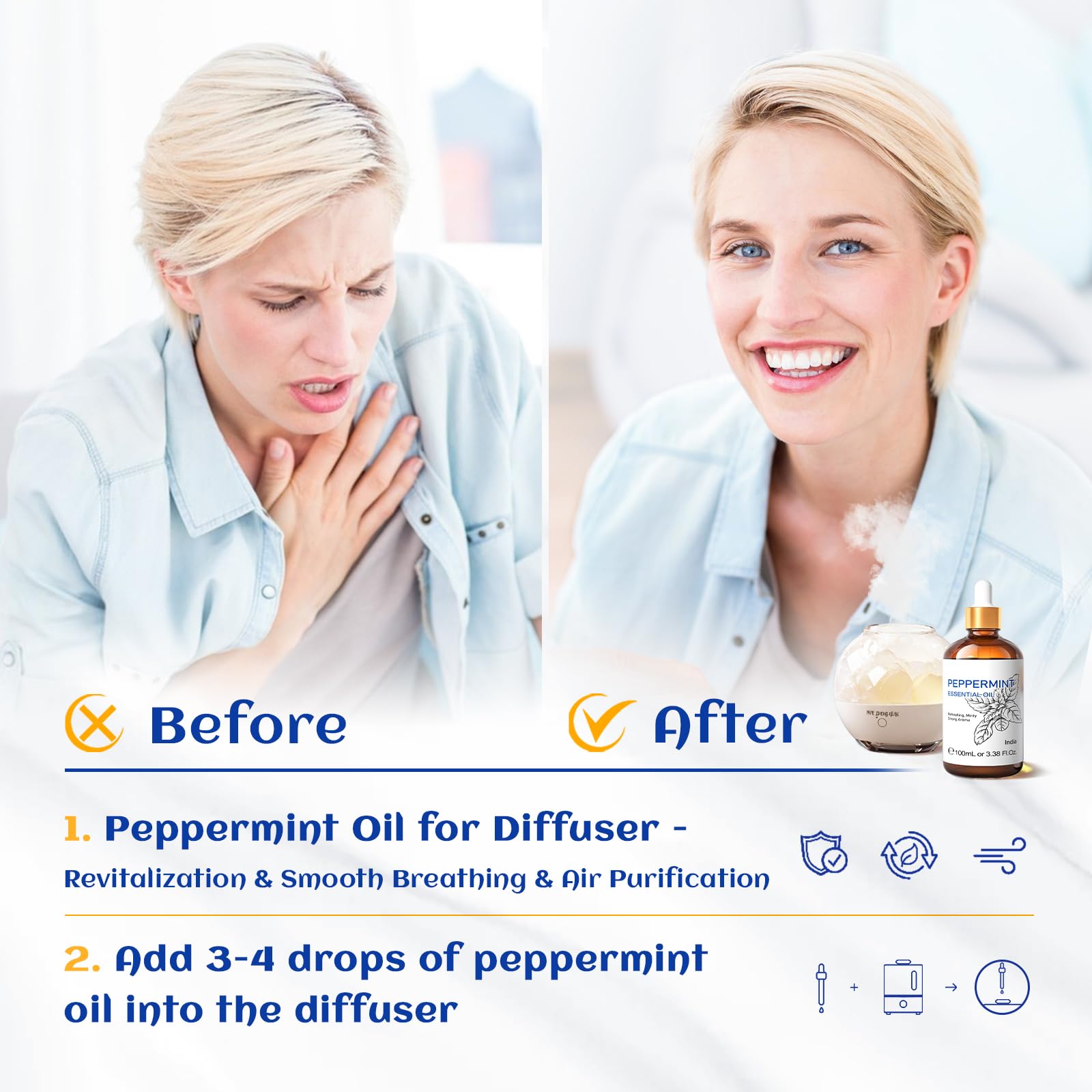HIQILI Peppermint Essential Oil, 100% Pure Natural for Diffuser, Hair, Massage, Add to Spray HIQILI uk supplements