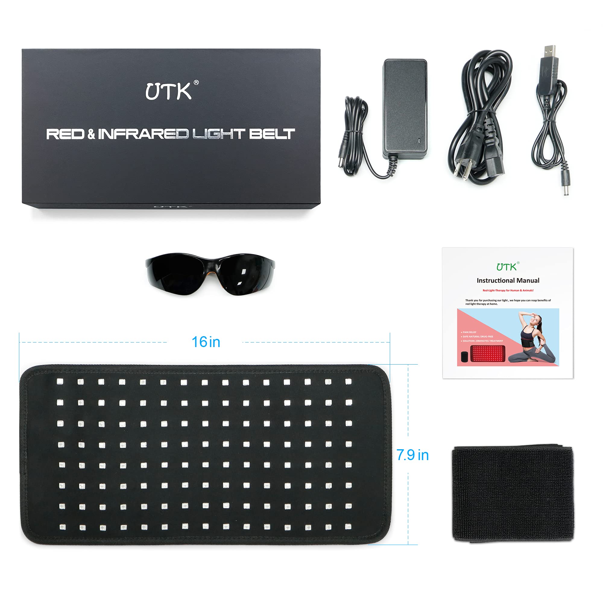 UTK Red Light Therapy Pad for Body Pain Relief, LED 660＆850nm Wearable Wrap Deep Therapy UTK uk supplements