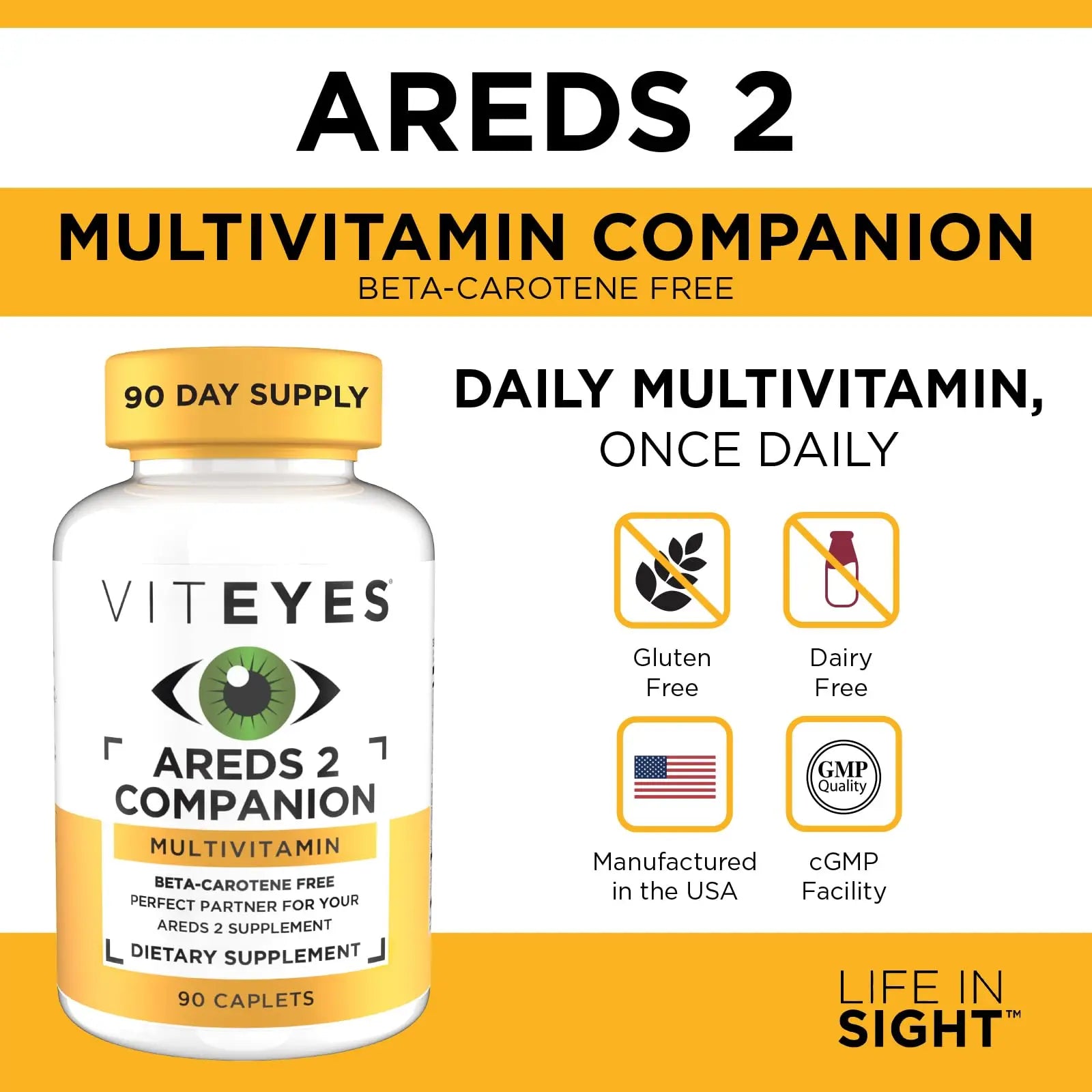 Viteyes Classic AREDS 2 Companion Beta-Carotene Free Multivitamin Supplement, Comprehensive Multivitamin Formula Viteyes uk supplements