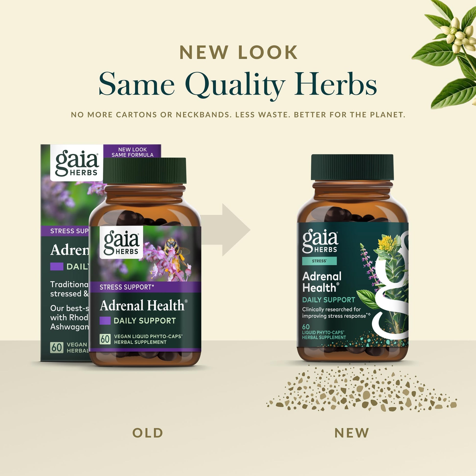 Gaia Herbs Adrenal Health Daily Support - Herbal Supplement with Ashwagandha, Holy Basil & Schisandra - Help Maintain Healthy Energy & Stress Levels* - 60 Vegan Liquid Phyto-Caps (30 Servings) Gaia Herbs uk supplements