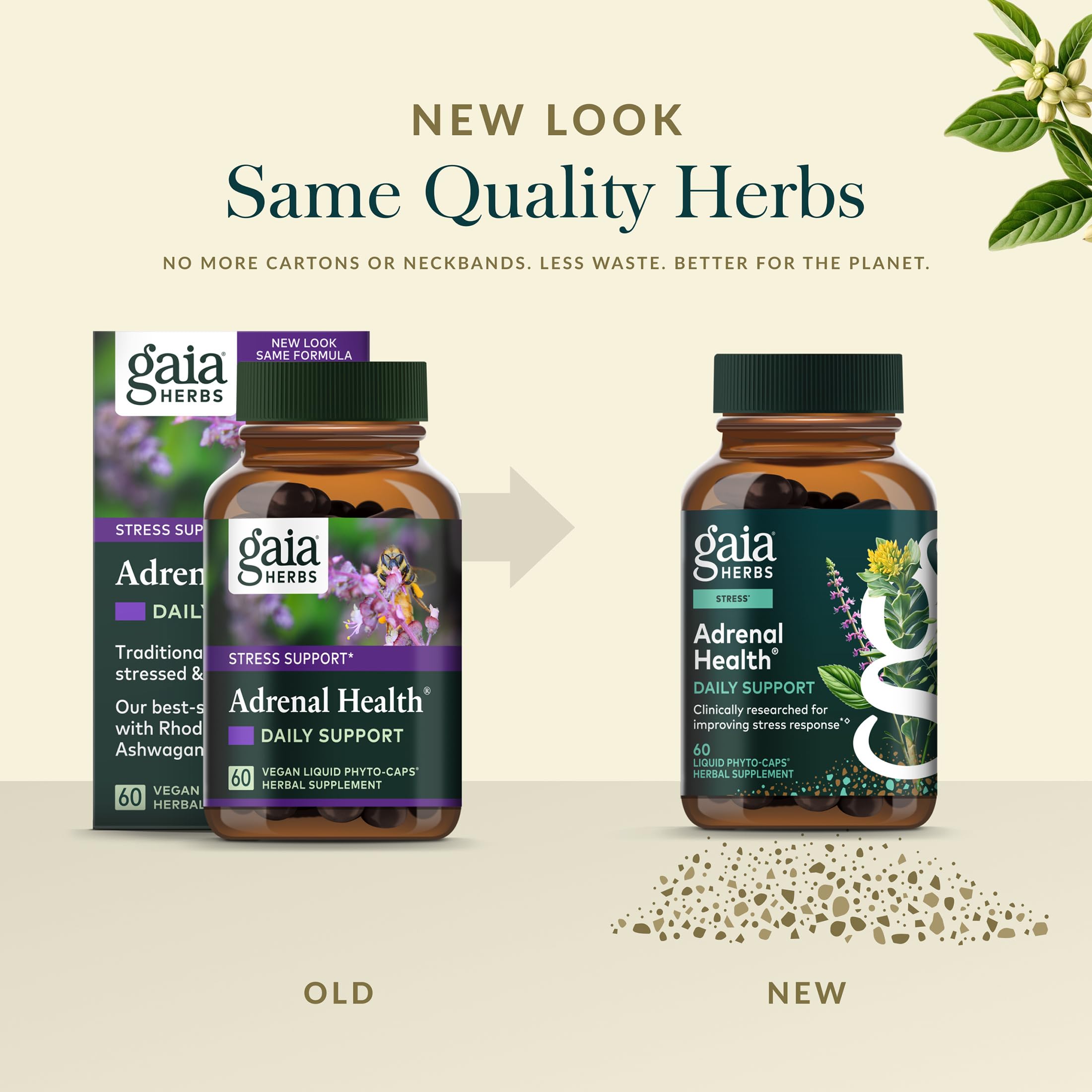 Gaia Herbs Adrenal Health Daily Support - Herbal Supplement with Ashwagandha, Holy Basil & Schisandra - Help Maintain Healthy Energy & Stress Levels* - 60 Vegan Liquid Phyto-Caps (30 Servings) Gaia Herbs uk supplements