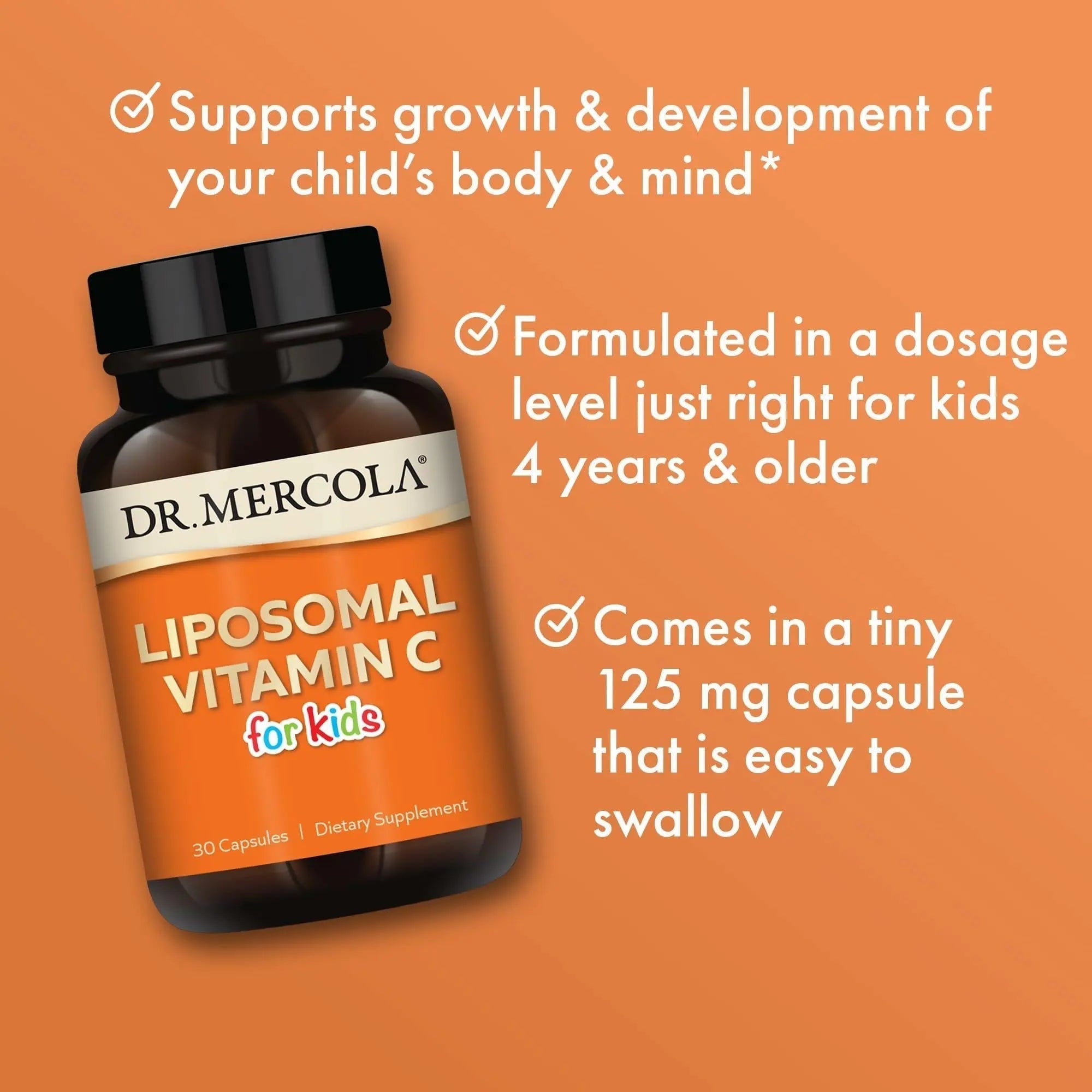Dr. Mercola Liposomal Vitamin C for Kids - 125 mg Vitamin C - Supports Immune & Brain Function - Liposomal Delivery Dr. Mercola uk supplements