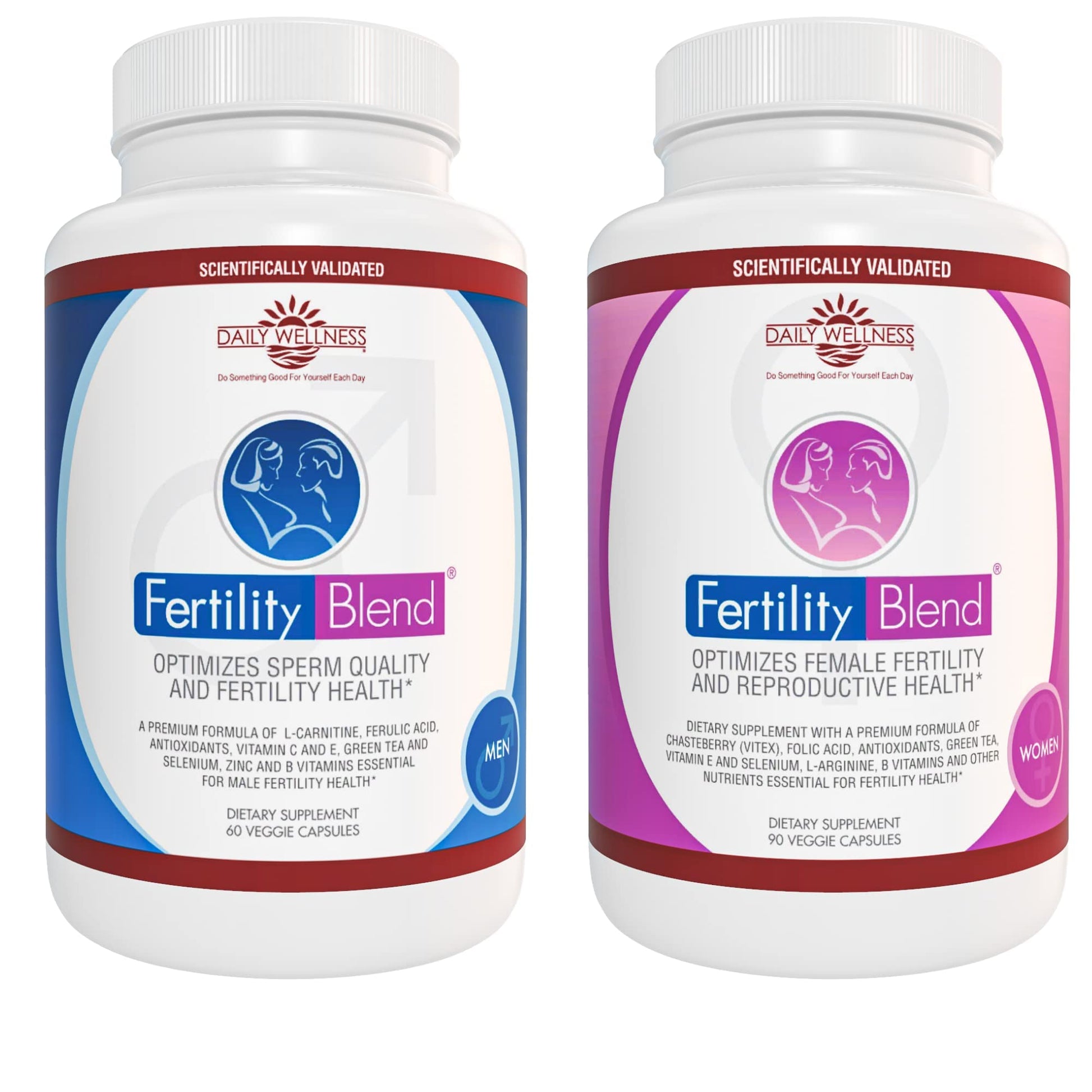 One Month Supply Each-FERTILITY BLEND Supplement for MEN (60 Tablets) and FERTILITY BLEND Supplement for WOMEN (90 Tablets).by The Daily Wellness Co. Fertility Blend uk supplements