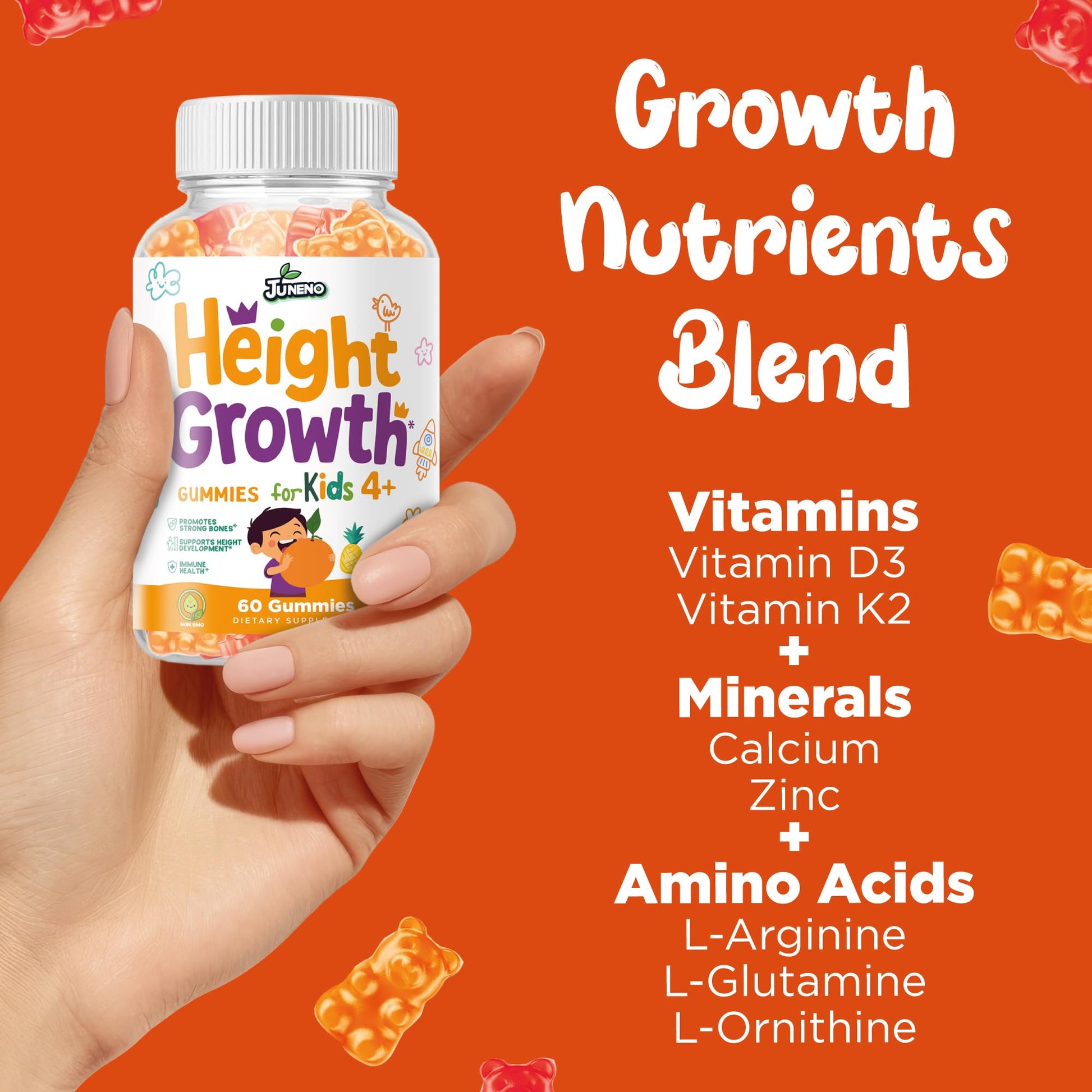 Juneno Height Growth Vitamins Supplement Gummies - Grow Taller for Teens Kids Boys Girls - Natural Height Increaser Maximizer Multivitamin Juneno uk supplements