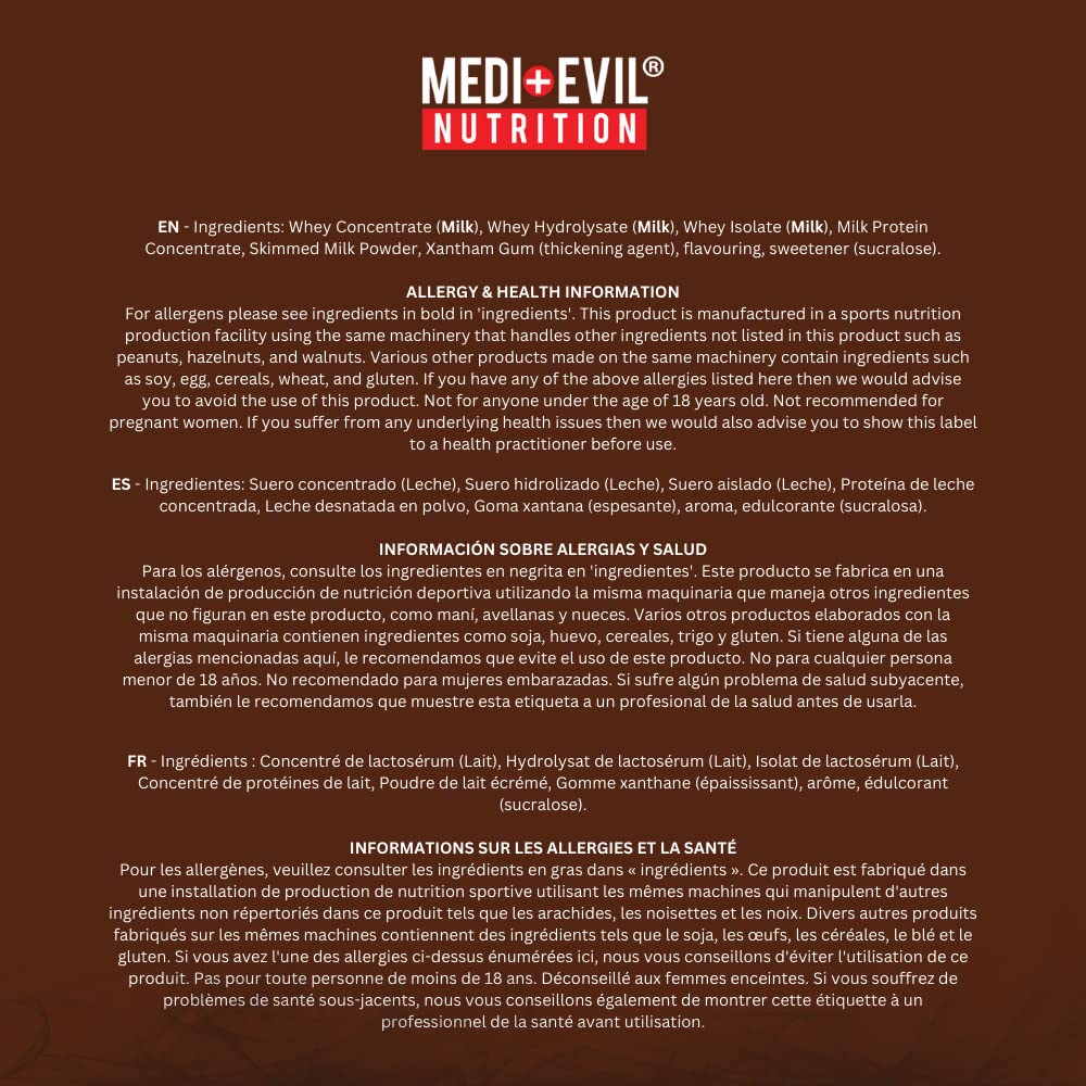 Medi-Evil Nutrition Whey Dynamic Protein, Triple Chocolate Flavour, 600g, 20 Servings Medi-Evil uk supplements