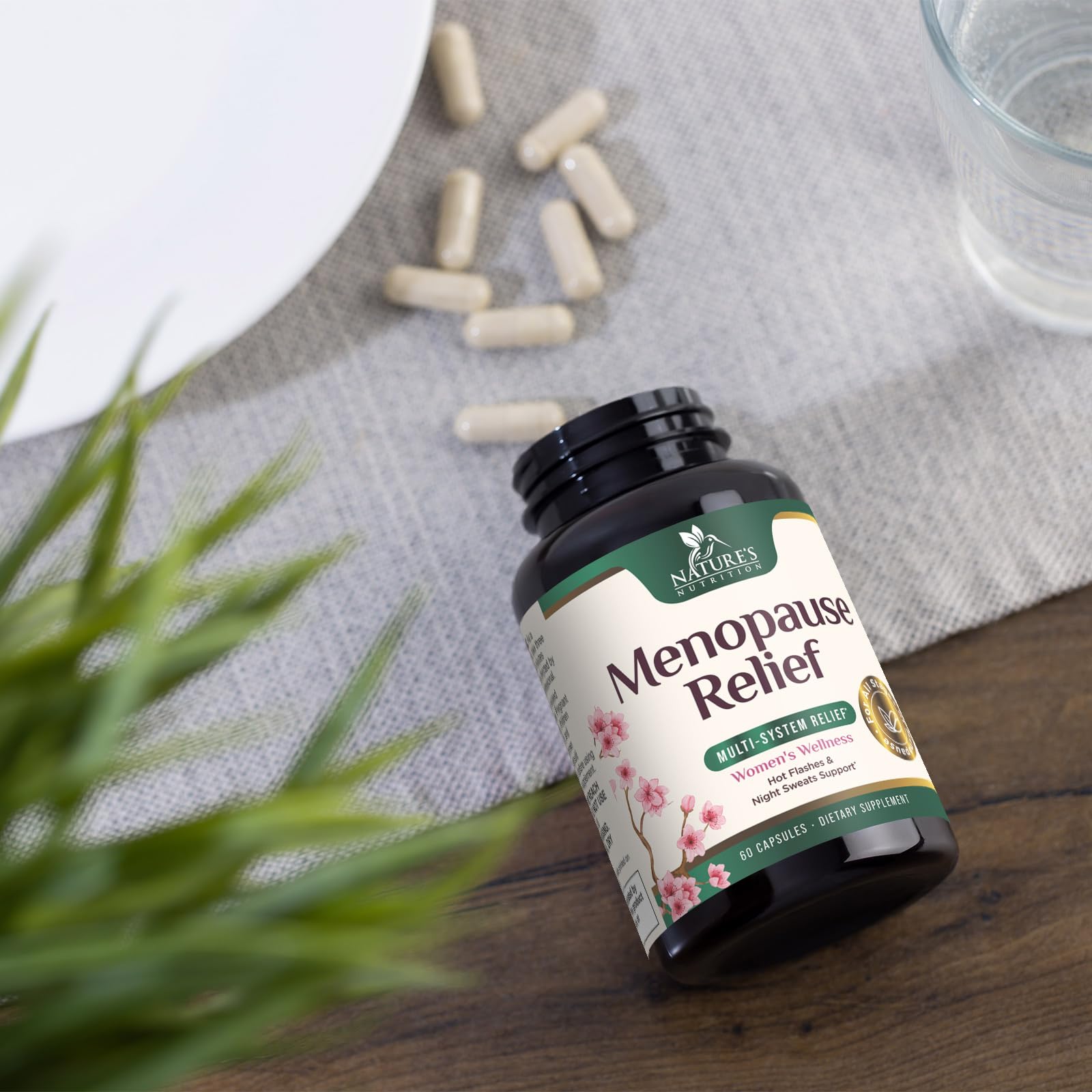 Menopause Supplement for Women - Natural Menopause Relief Support for Mild Hot Flashes & Night Sweats - Best Probiotics for Women, Dong Quai, Black Cohosh, Ashwagandha - Bottled in USA - 60 Capsules Nature's Nutrition uk supplements