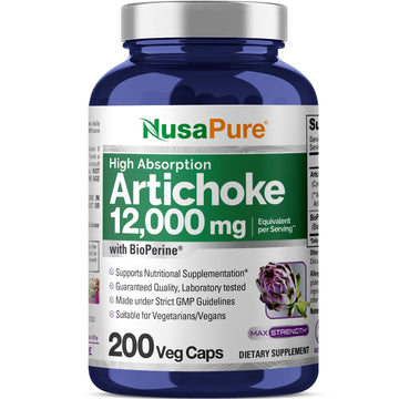 NusaPure Artichoke 20:1 Extract, 600 mg Equivalent to 12,000mg 200 Veggie caps (Non-GMO, Gluten Free) NusaPure uk supplements