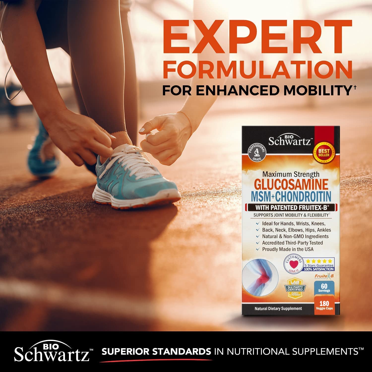 Glucosamine Chondroitin MSM 2110mg - Joint Support Supplement with Turmeric BioSchwartz uk supplements