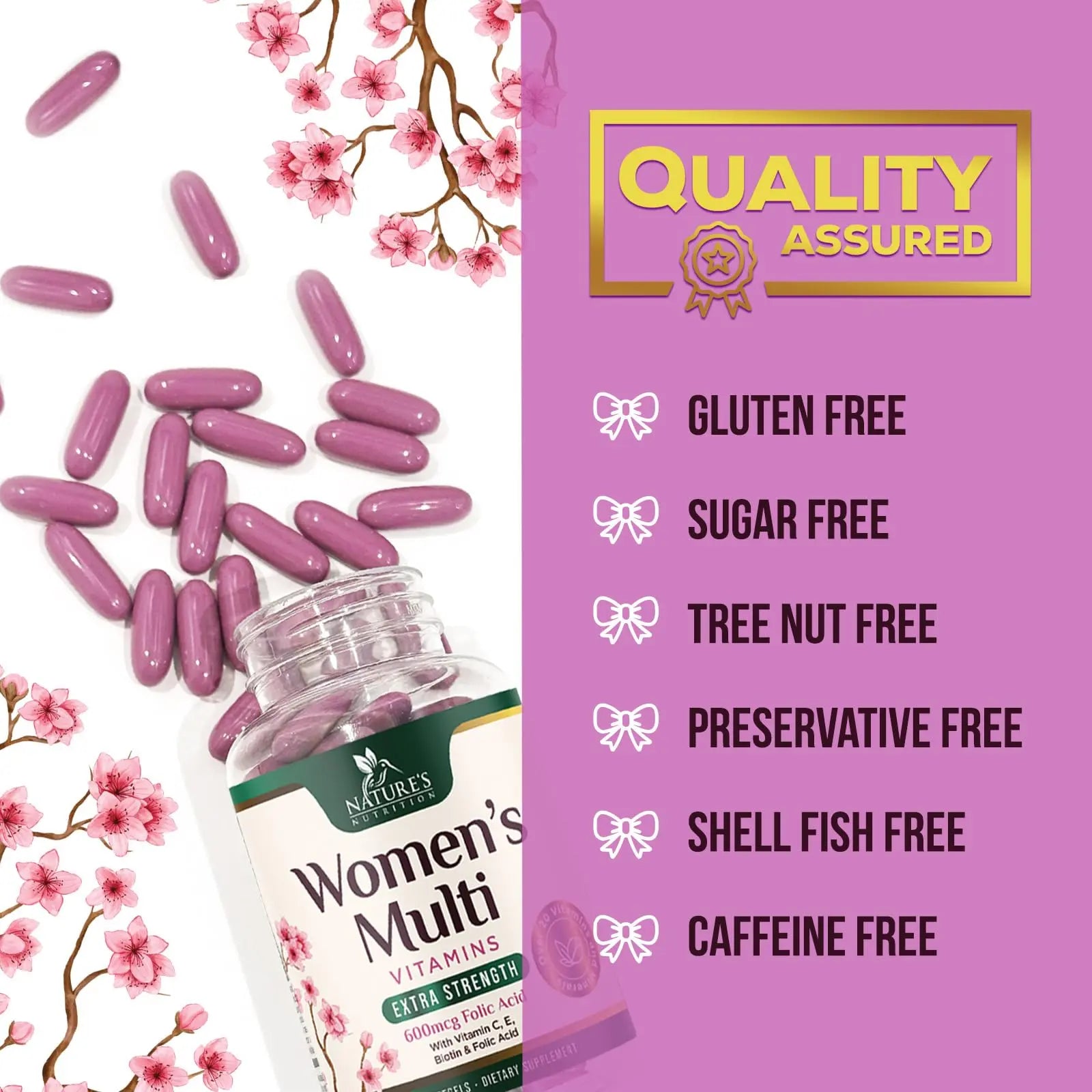 Multivitamin for Women - Complete Daily Womens Multivitamins with Calcium, Folic Acid, Vitamin A, C, D, E, & B Vitamins Nature's Nutrition uk supplements