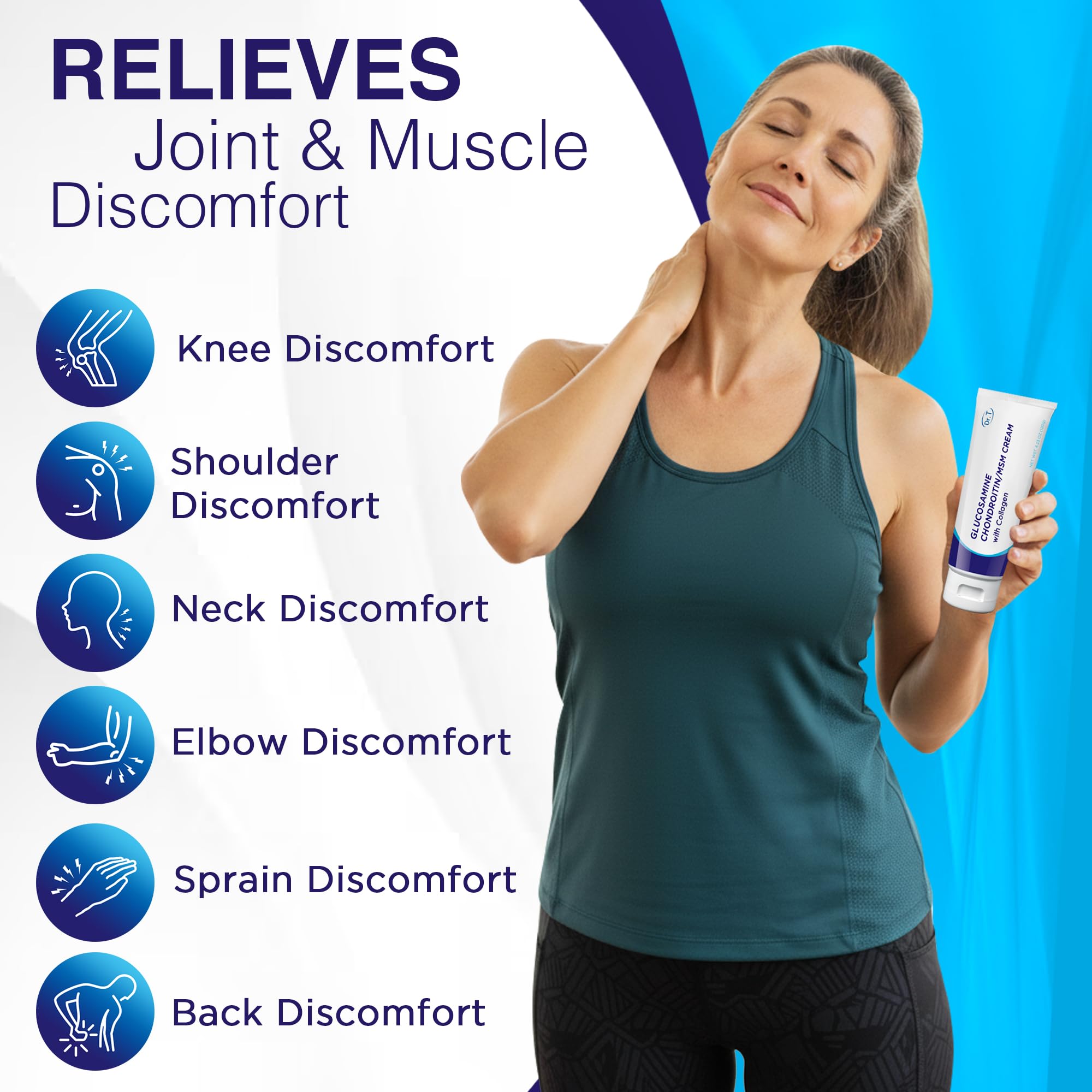 Dr. T Glucosamine Chondroitin Cream - Premium Formula with MSM and Collagen for Joint and Muscle Discomfort - Maintains Joint Strength, Flexibility & Muscle Mobility - 4.23 oz / 120g (1 Pack) Dr. T uk supplements