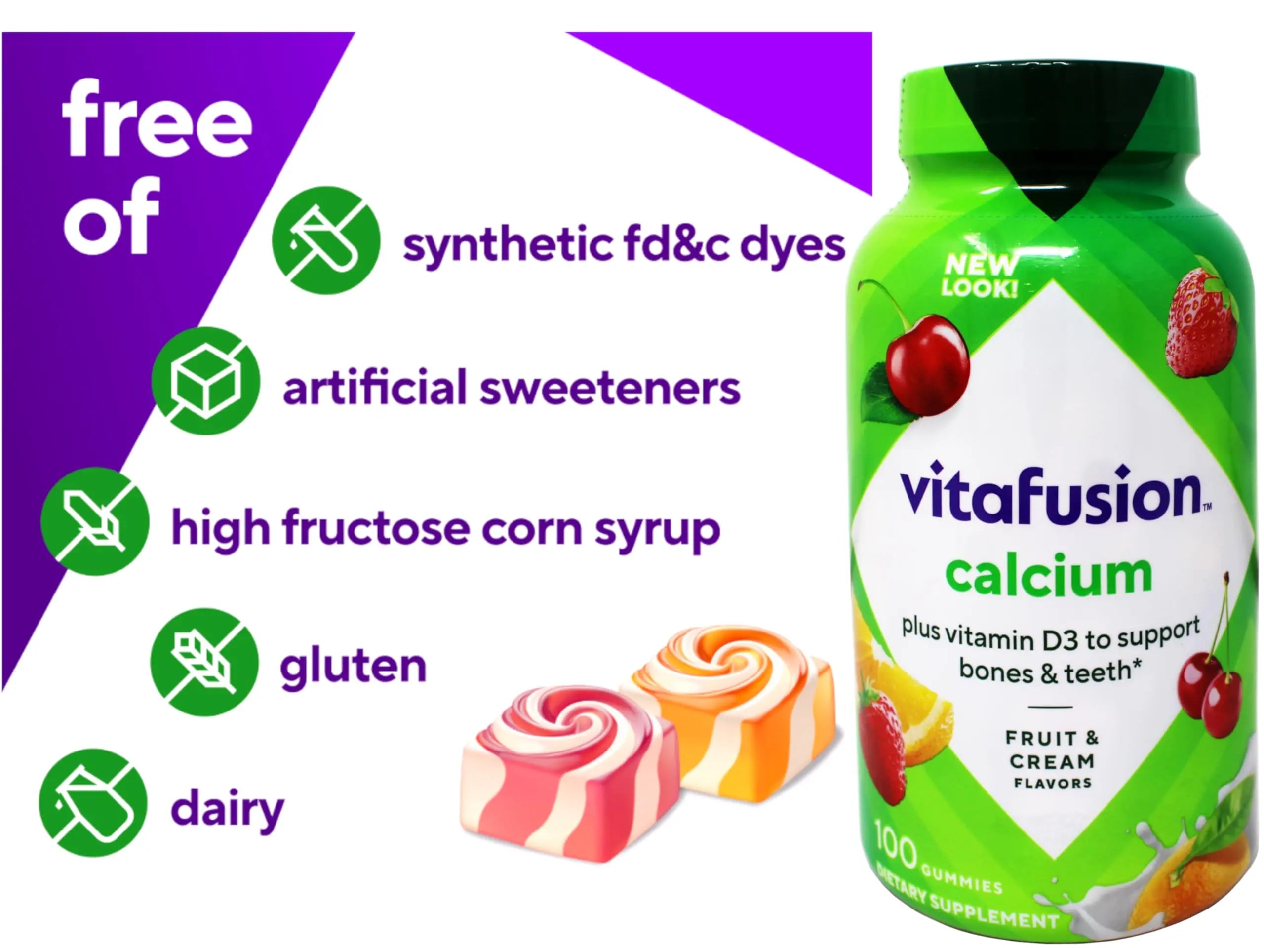 Vitafusion Calcium Adult Gummy Vitamins, 100 Gummy Vitamins Vitafusion uk supplements