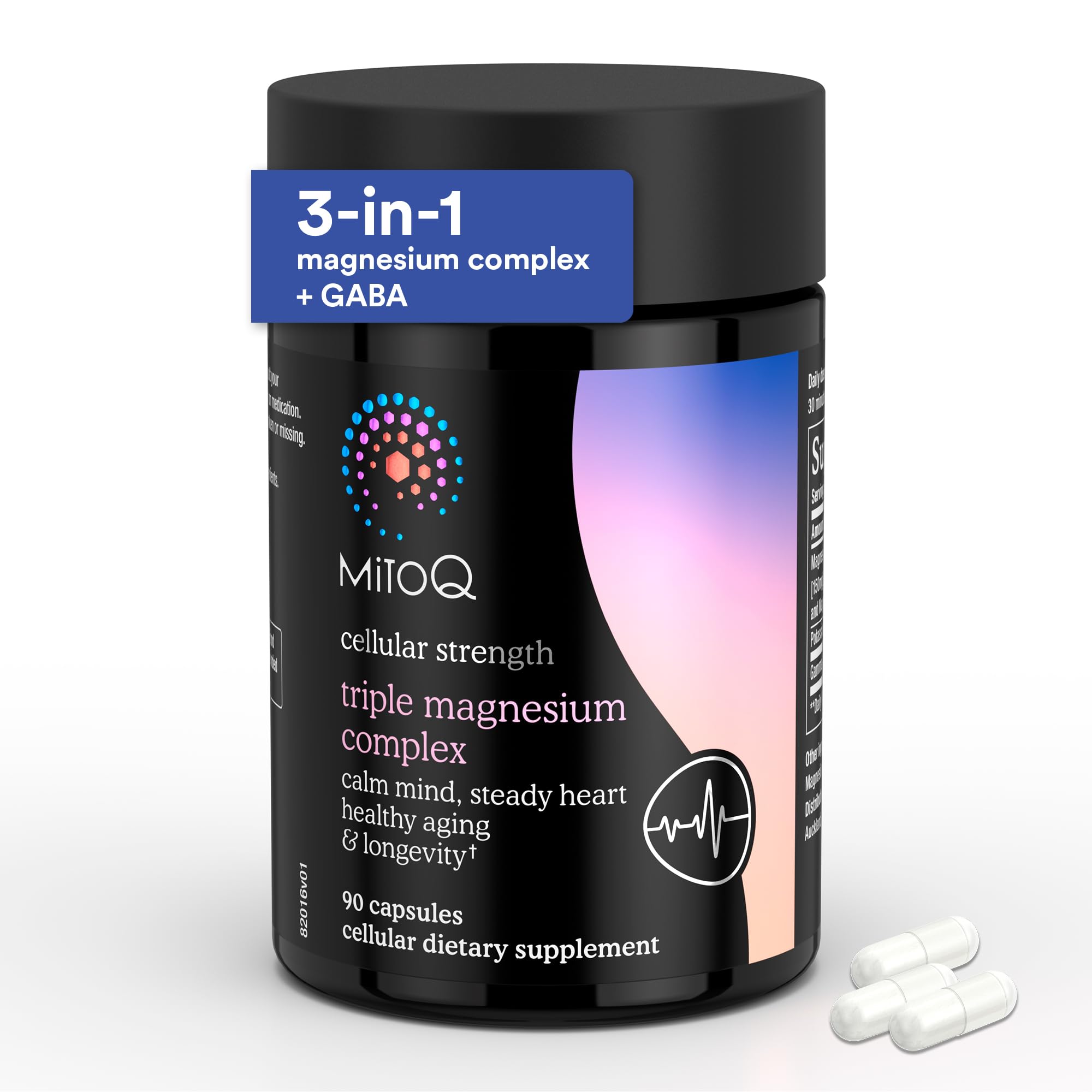 MitoQ Triple Magnesium Complex | Magnesium Glycinate, Taurinate, Oxide with GABA for Heart Health, Stress Management, & Deeper Sleep | High Absorption | 90 Capsules MitoQ uk supplements