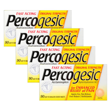 Percogesic Original Pain Relief | Aspirin Free Fast Acting Relief | 90 Coated Caplets (4 Pack) Percogesic uk supplements