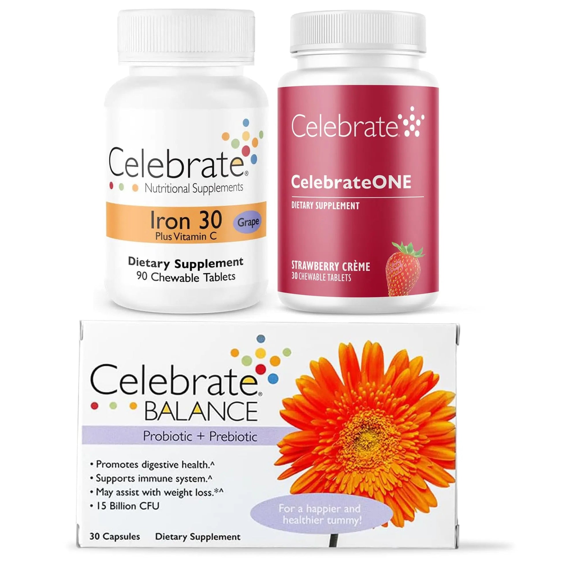 Celebrate Bariatric Essentials Bundle – CelebrateONE Multivitamin, Iron with Vitamin C Chewables, & Balance Probiotic + Prebiotic – Complete Nutritional & Digestive Support for WLS Patients Celebrate Bariatric Supplements uk supplements