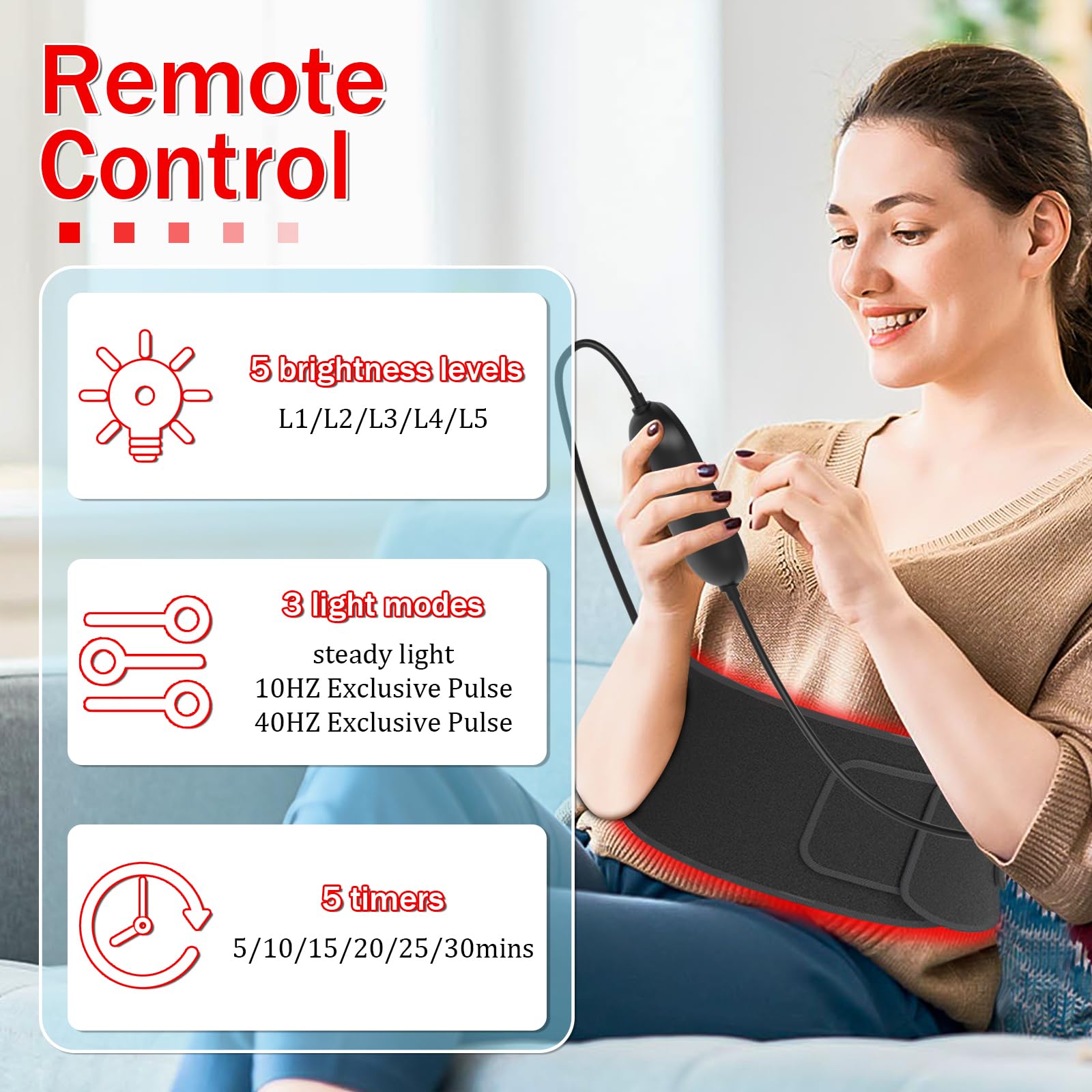 Red Light Therapy Belt Near-Infrared-Light Therapy Wrap for Body Wearable Large Pad for Waist Back Shoulder with Timer Controller Aptoyu uk supplements