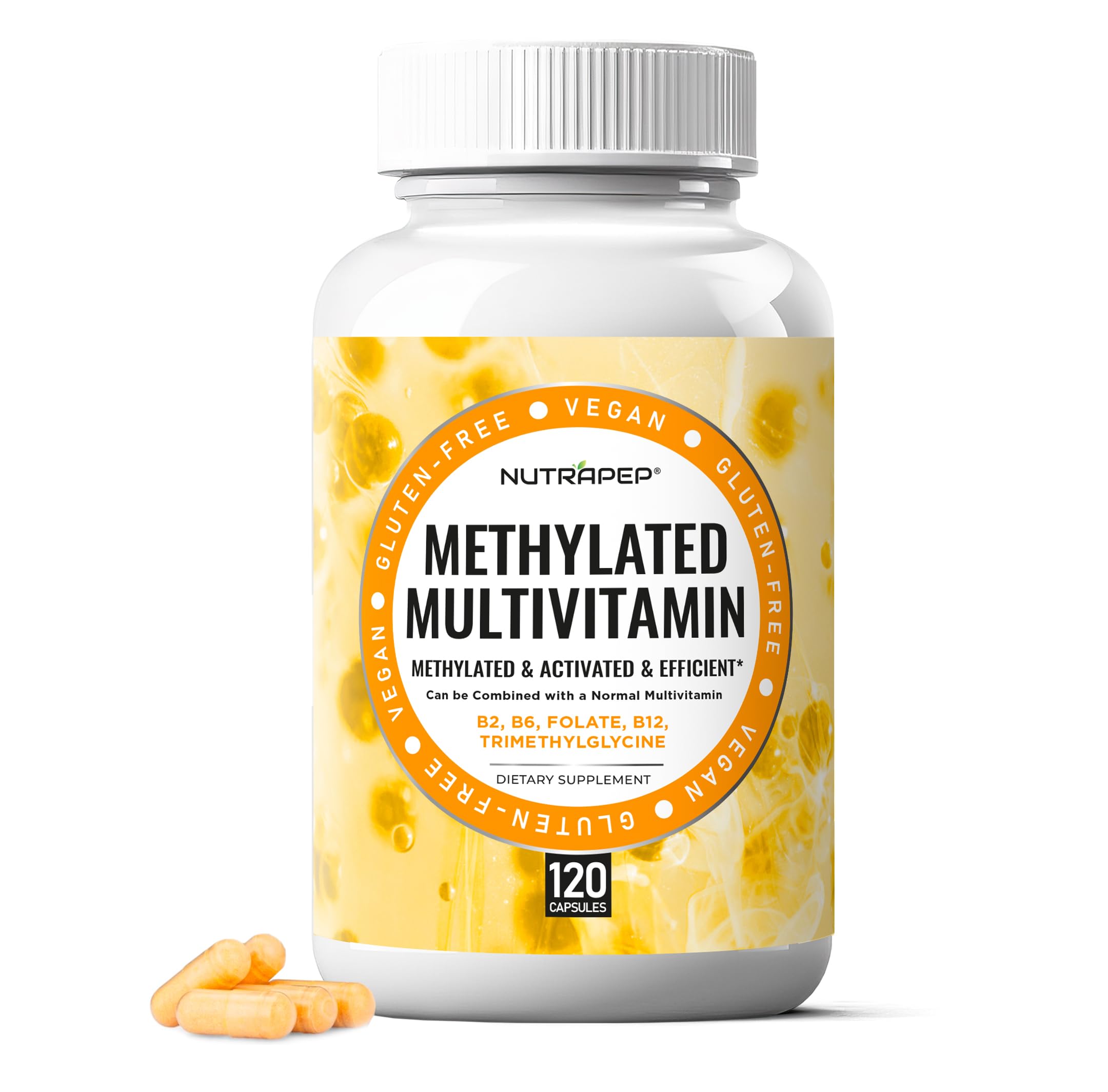 NutraPep Methylated Multivitamin for Men Women - 5-MTHF Riboflavin Vitamin B2 B6 B12 B Complex Trimethylglycine Methyl Folate L Methylfolate Capsules Supplement NutraPep uk supplements