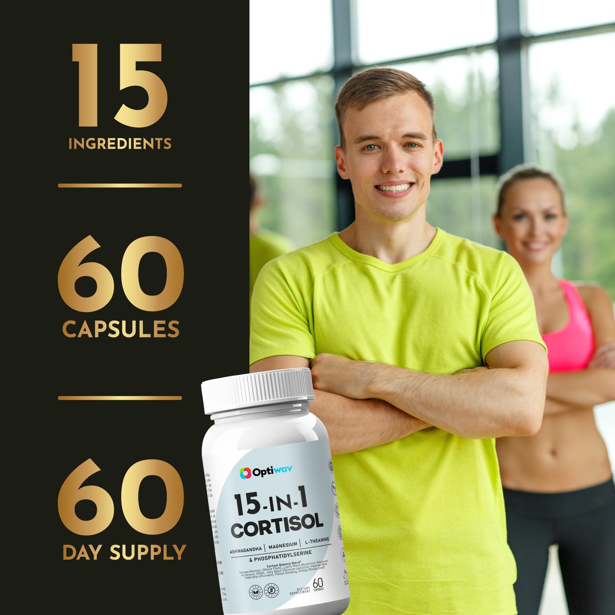 Optiwav Cortisol Detox Supplement for Women Men - Control & Lowering High Cortisol Level - Balance Calm Stress Relief Cleanse Adrenal Health Support - Magnesium Ashwagandha Cortisol Blocker Reducer Optiwav uk supplements
