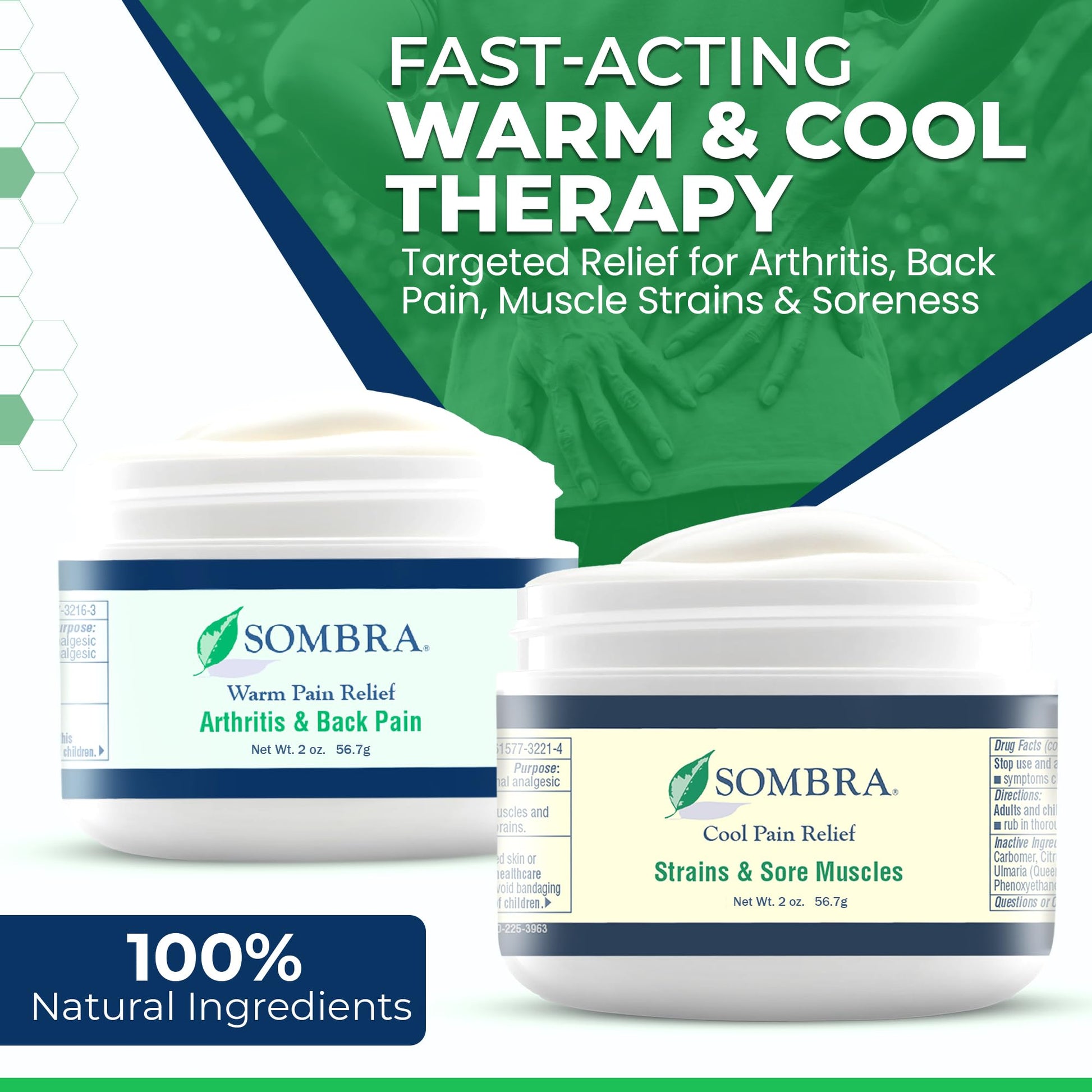 Sombra Warm & Cool Pain Relief Gel, Warm Relief for Arthritis and Chronic Pain Pre-Workout Muscle Rub, Cold for Swelling, Soreness, Post-Workout, Free of Artificial Fragrances, 2oz Per Jar Sombra uk supplements