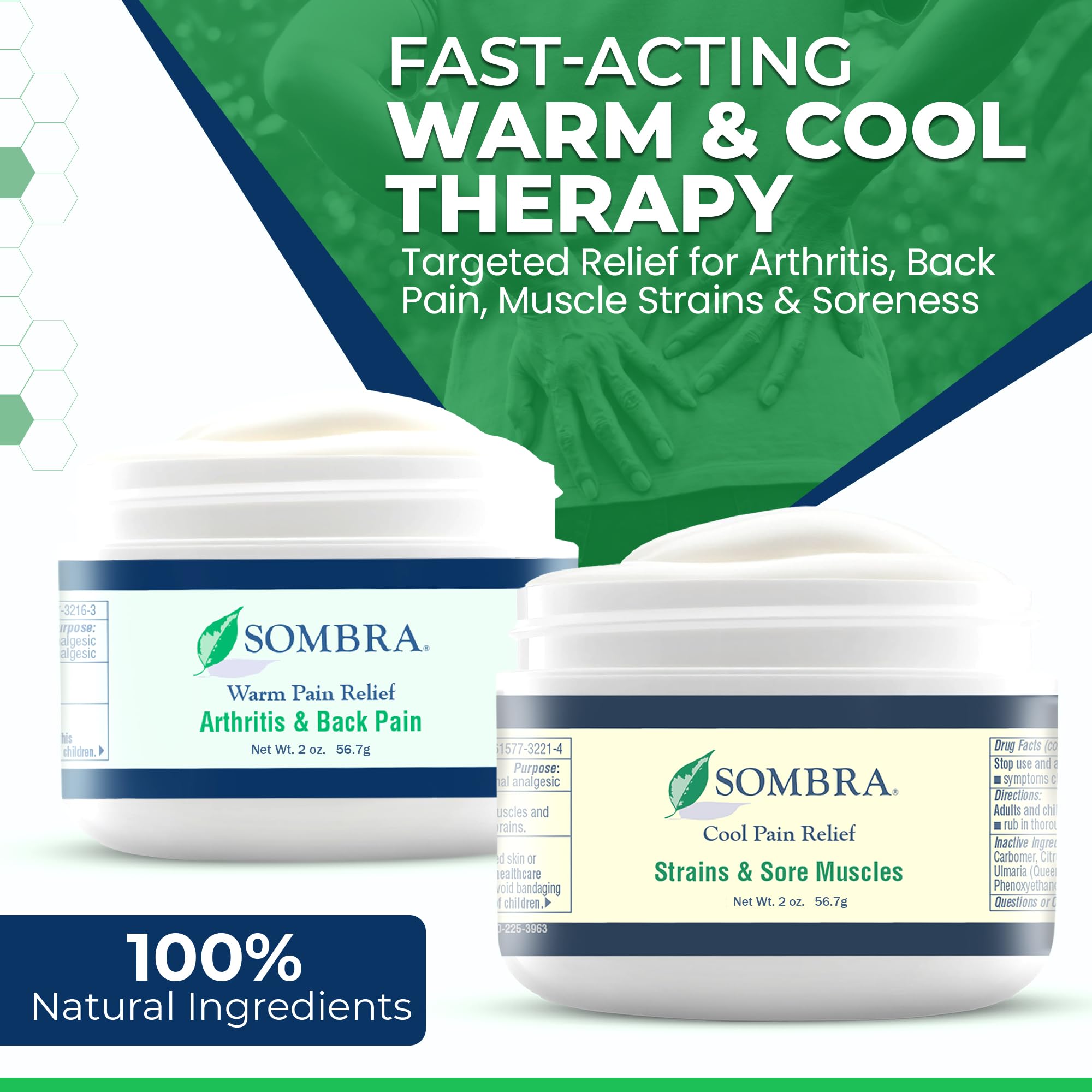 Sombra Warm & Cool Pain Relief Gel, Warm Relief for Arthritis and Chronic Pain Pre-Workout Muscle Rub, Cold for Swelling, Soreness, Post-Workout, Free of Artificial Fragrances, 2oz Per Jar Sombra uk supplements