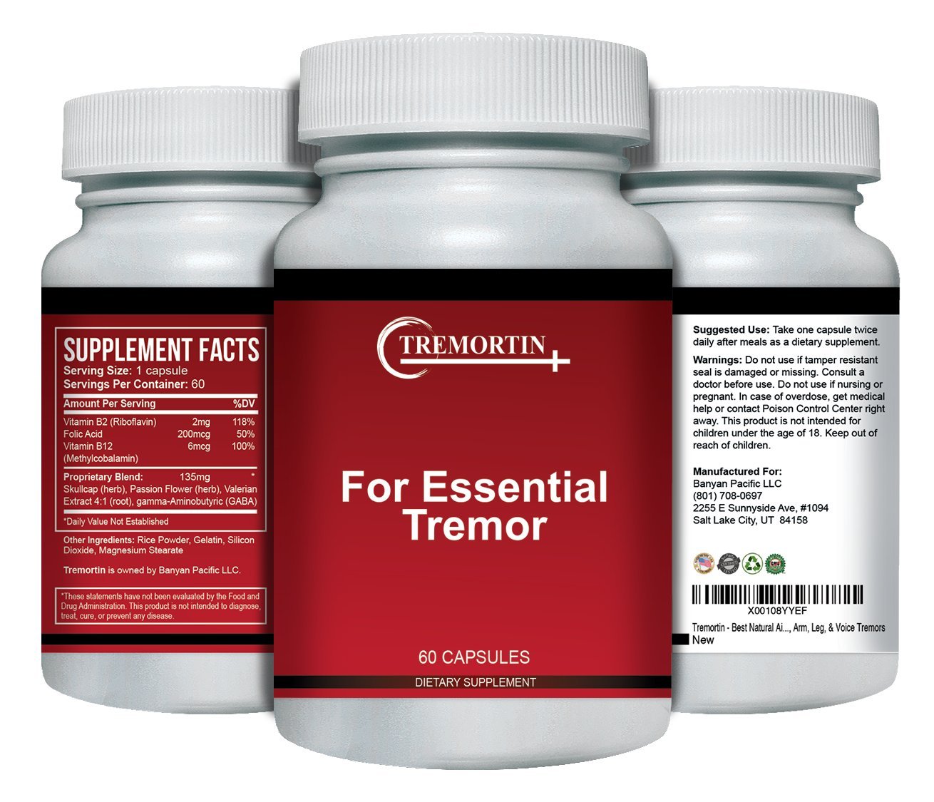 Tremortin – Natural Essential Tremor Herbal Supplement - Offers Relief for Shaky Hands, Arm, Leg and Voice Tremors (60 Capsules) Tremortin uk supplements