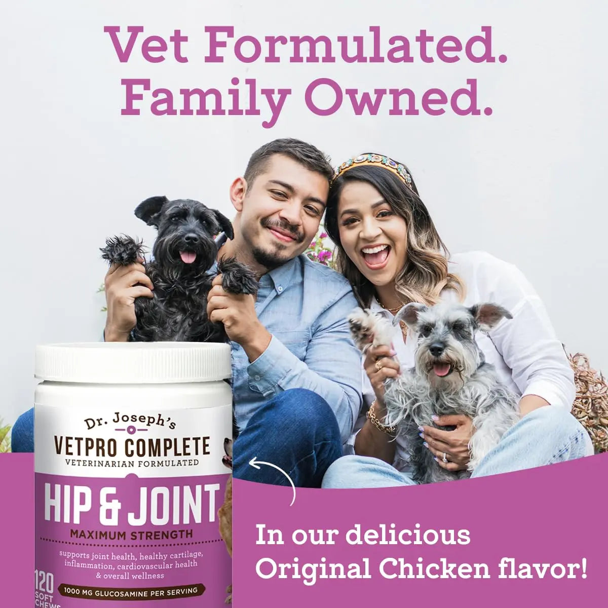 Dr. Joseph's VetPro Complete Dog Hip & Joint Supplement for Arthritis Pain Relief – High-Strength Glucosamine & Chondroitin Chews for Senior Dogs – Vet Formulated Daily Treats, Chicken Flavor, 60 Ct VetPro Complete uk supplements