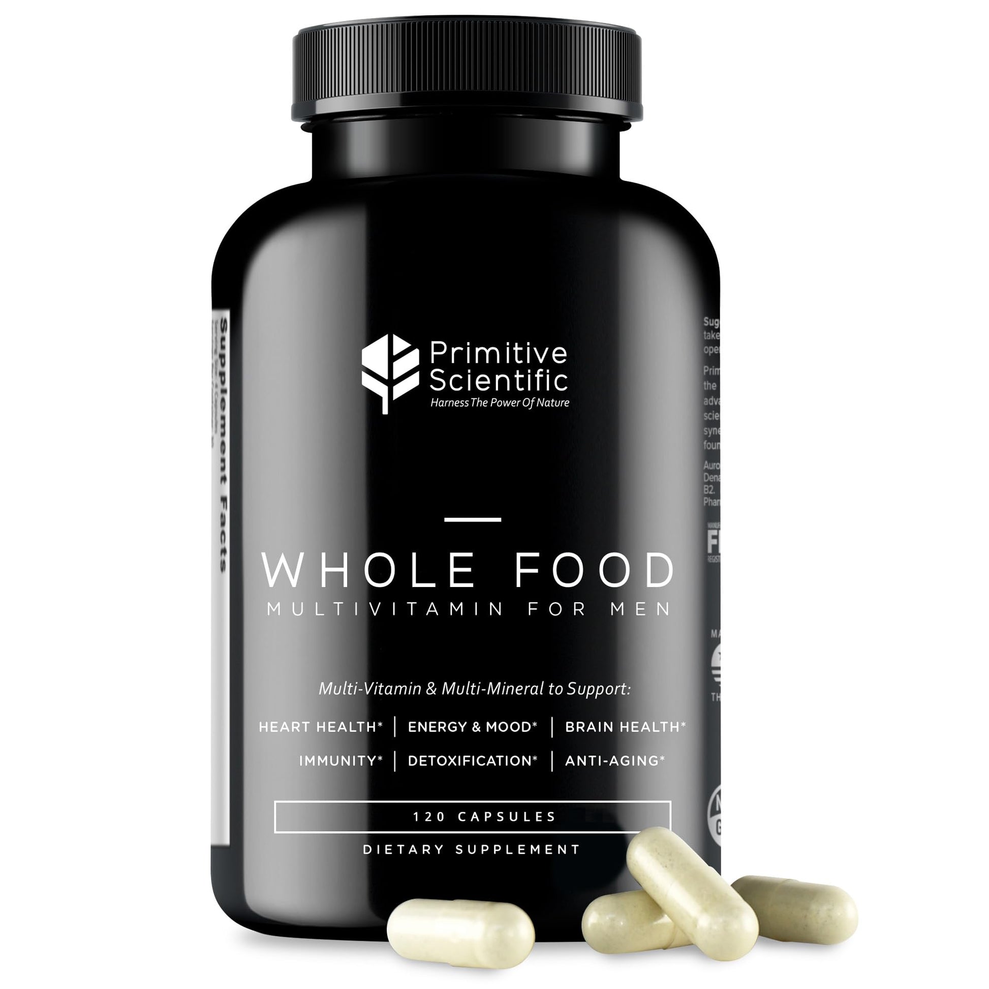 Primitive Scientific Whole Food Natural Multivitamin and Mineral Capsules for Men - All-Day Energy, Inner Zen, and Stronger You (120 Capsules) Primitive Scientific uk supplements