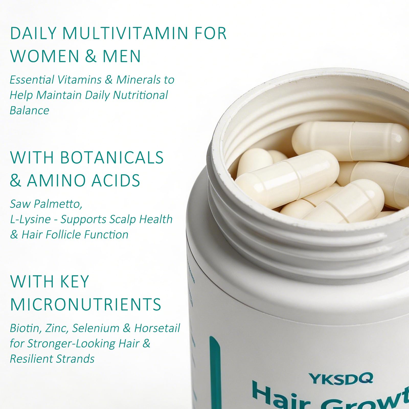 Hair Growth Biotin 10000mcg Supplement with Vitamins A C D E & Calcium - 30-in-1 Formula for Hair & Nails Support, for Women & Men, 30 Servings (1) WOJJ uk supplements