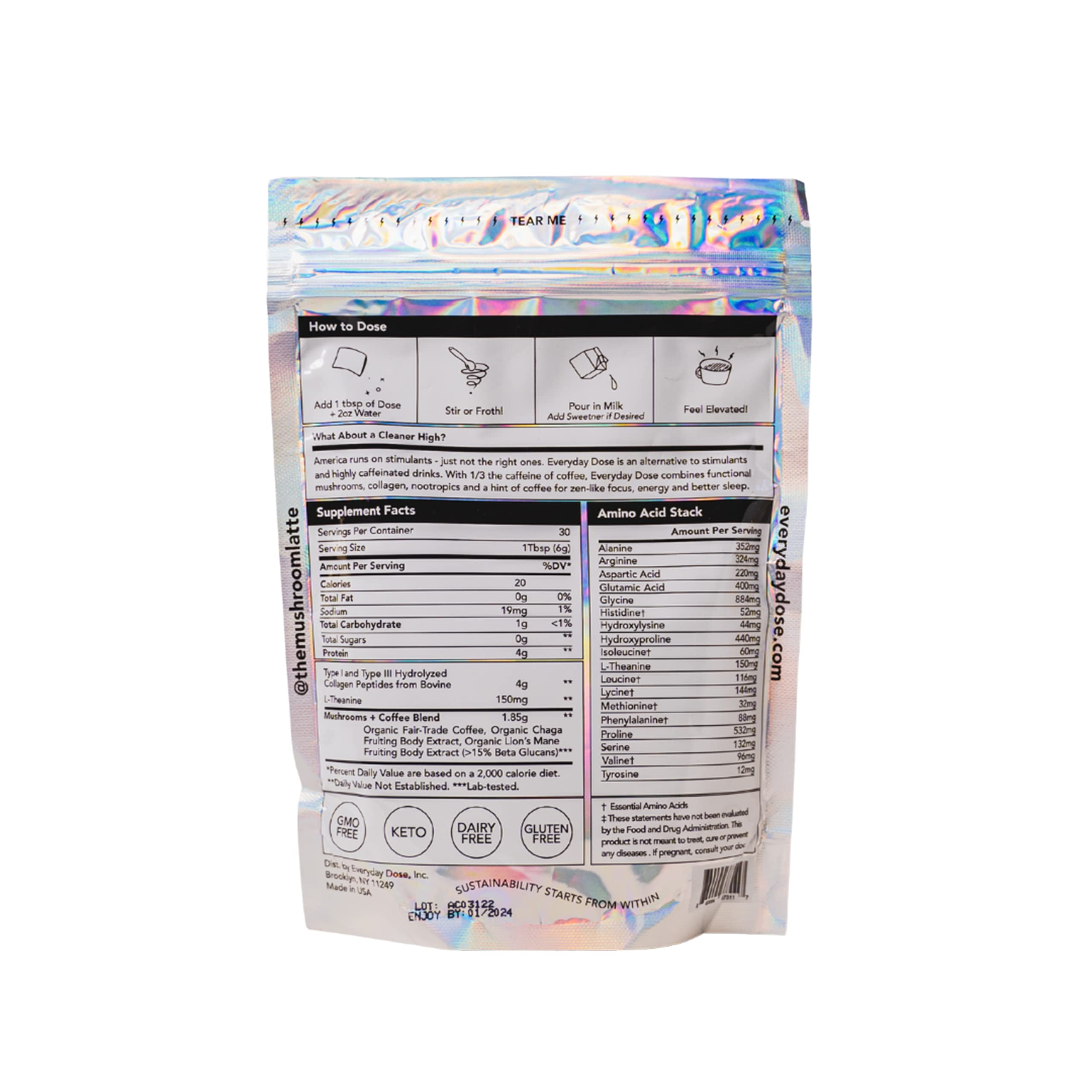 The Mushroom Latte by Everyday Dose | Premium Coffee Extract with Grass-Fed Collagen Everyday Dose uk supplements