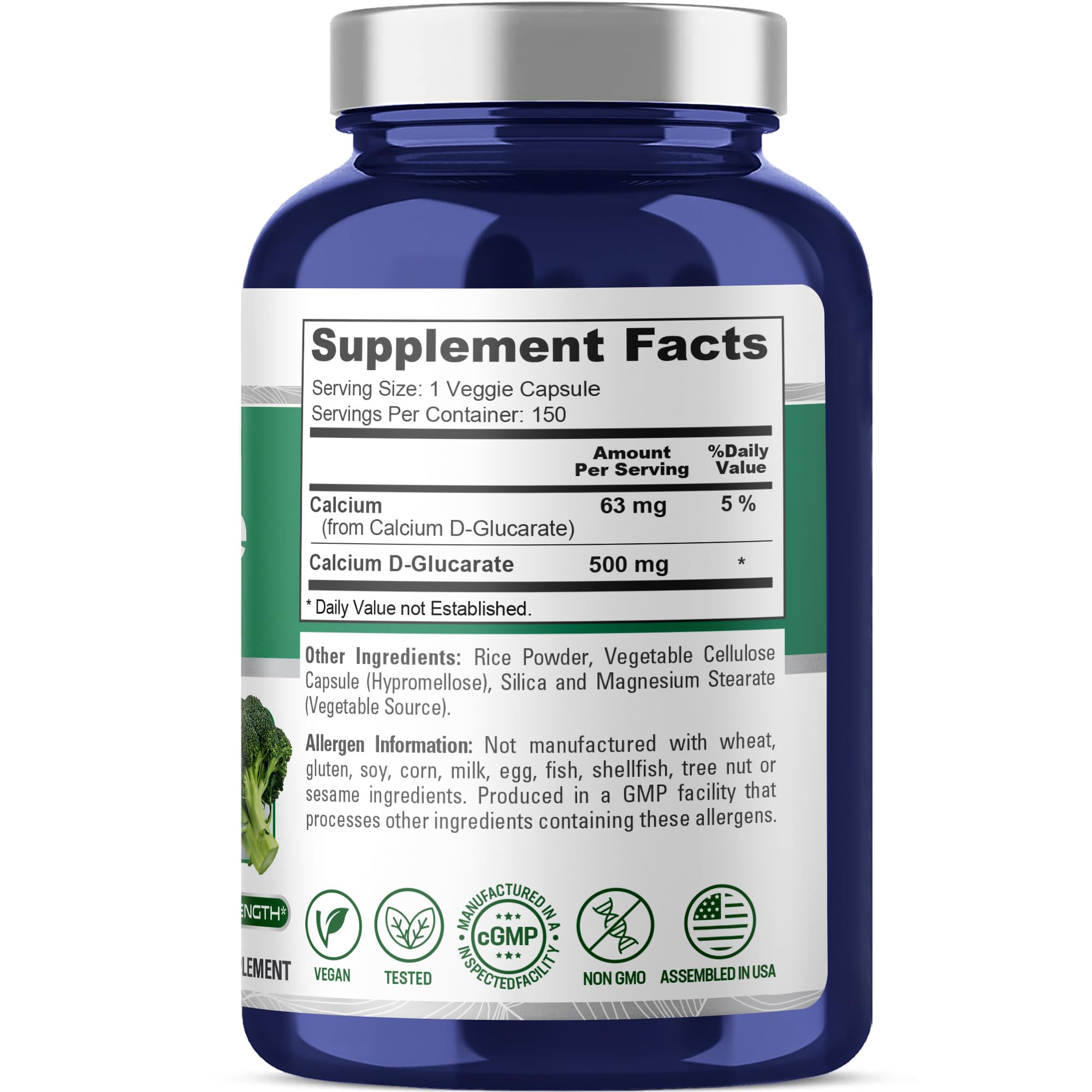 NusaPure Calcium D-Glucarate 500 mg 150 Veggie Caps, Vegan, Non-GMO, Gluten-Free NusaPure uk supplements