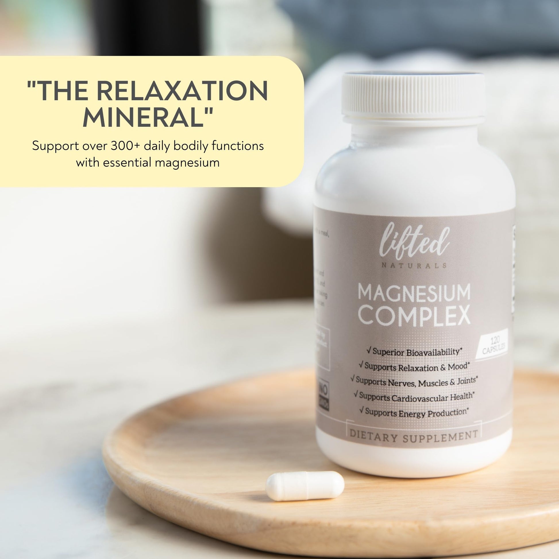 Magnesium Complex - Lifted Naturals Magnesium Supplement w/Bisglycinate, Malate, Taurate - 120 Capsules - Bioavailable Magnesium Formula for Mood, Sleep, Energy Support* Lifted Naturals uk supplements