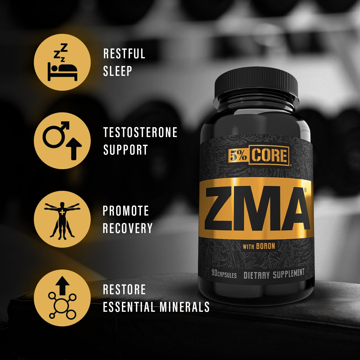 5% Nutrition Core ZMA (with Boron) | Promotes Recovery by Restoring Levels of Zinc, Magnesium & Vitamin B-6 (90 Capsules) 5% Nutrition uk supplements