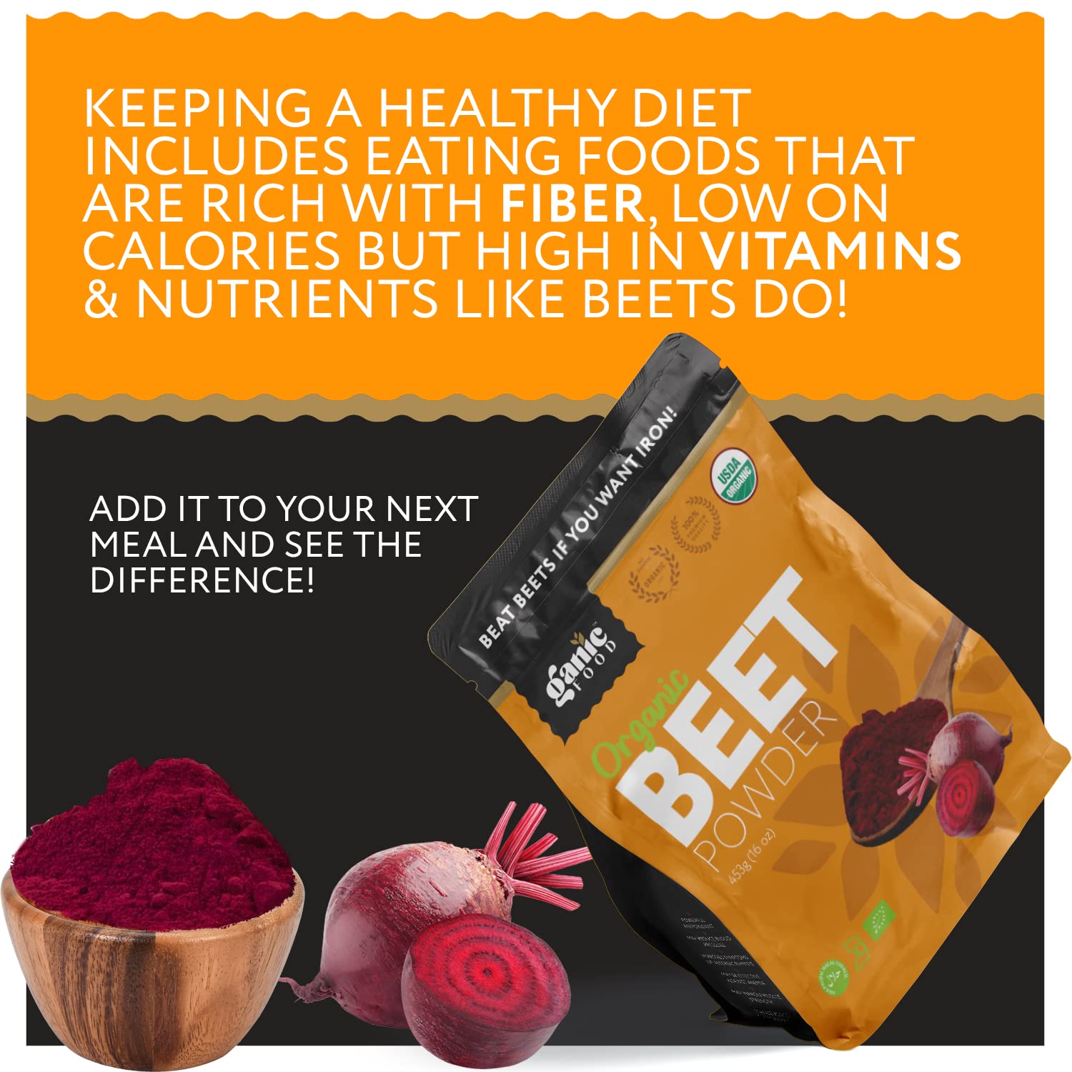 Ganic Food Organic Beetroot Powder, 16 Ounces Ganic Food uk supplements