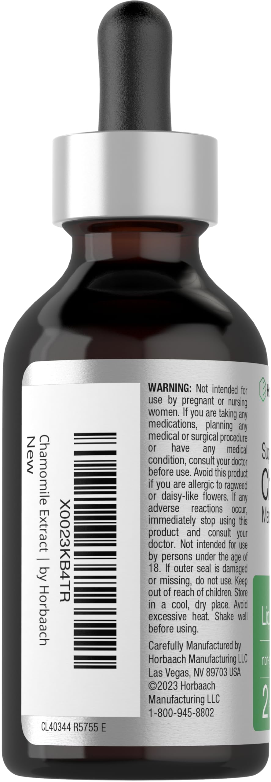 Chamomile Extract Liquid | 2 fl oz | Alcohol Free Supplement | Vegetarian, Non-GMO Horbäach uk supplements