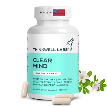THINKWELL LABS Brain Supplements for Memory and Focus for Women and Men, Focus Supplement, Memory Supplement for Brain, Nootropic with Boron, Huperzine A, Phosphatidylserine (40-in-1, 60 Capsules) THINKWELL LABS uk supplements