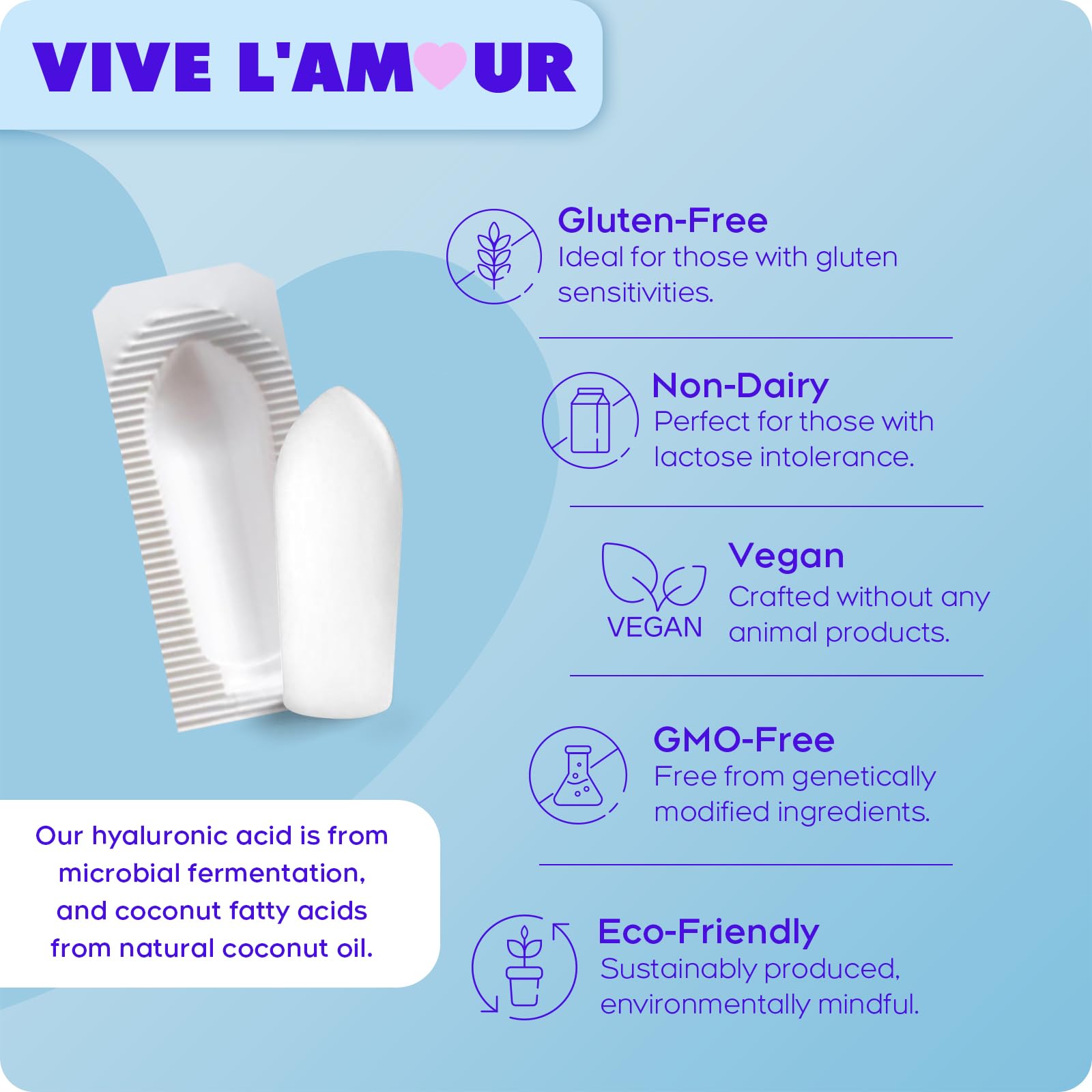 Vive L'Amour 15mg Hyaluronic Acid Vaginal Suppositories (2-Pack, 24 Count), Vaginal Moisturizer, Continuous Hydration, Relieves Vaginal Dryness, Restores Natural Softness & Elasticity, Vaginal Health Vive L'Amour uk supplements