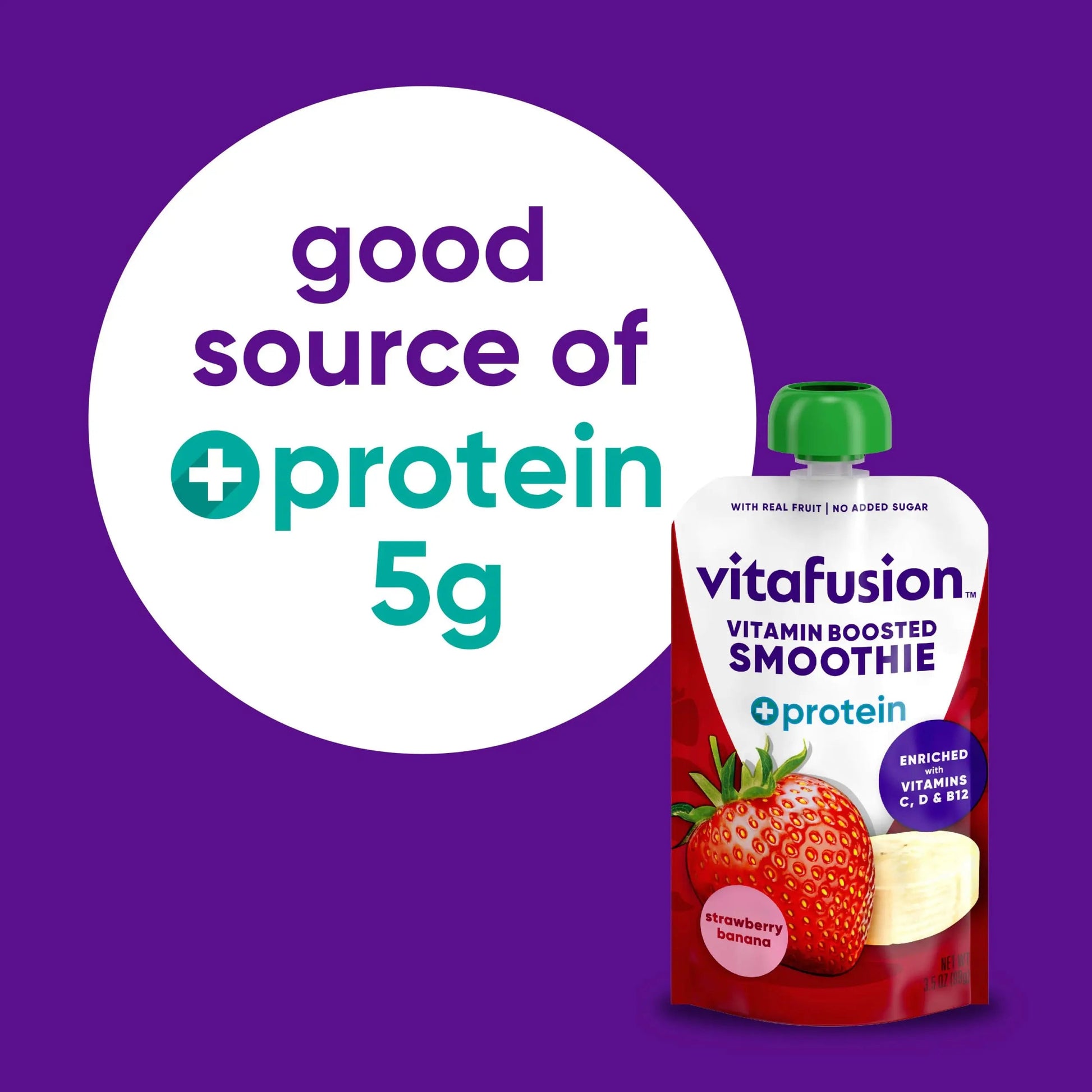 vitafusion Vitamin-Boosted Smoothie +Protein for Energy Metabolism and Immune Support, Strawberry Banana Flavor Excellent Source Vitafusion uk supplements