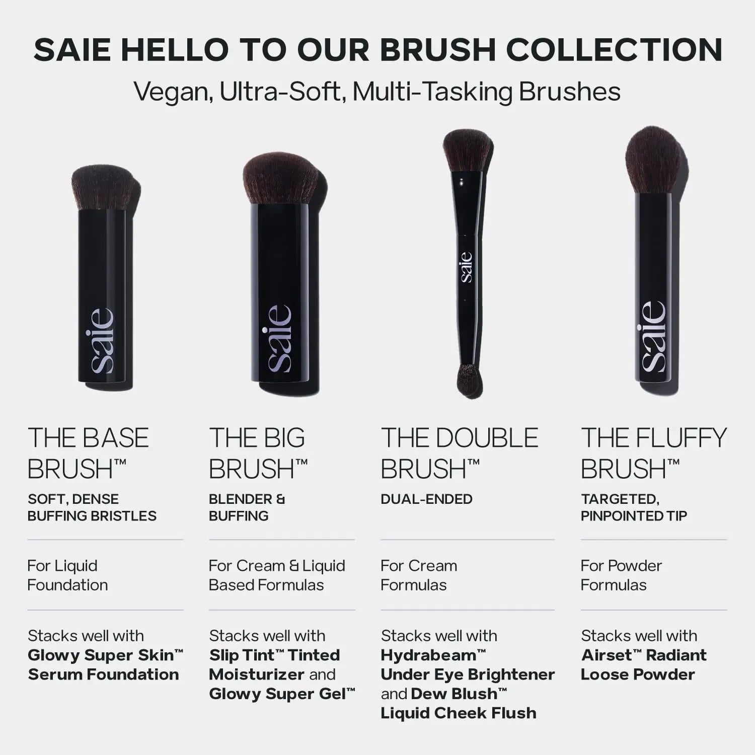 Saie The Big Liquid Foundation Brush - Soft, Multi-Use Makeup Brush for Buffing, Blending & Building - Made with Cruelty-Free, Synthetic Bristles & Creates a Seamless Finish (1 Count) Saie uk supplements