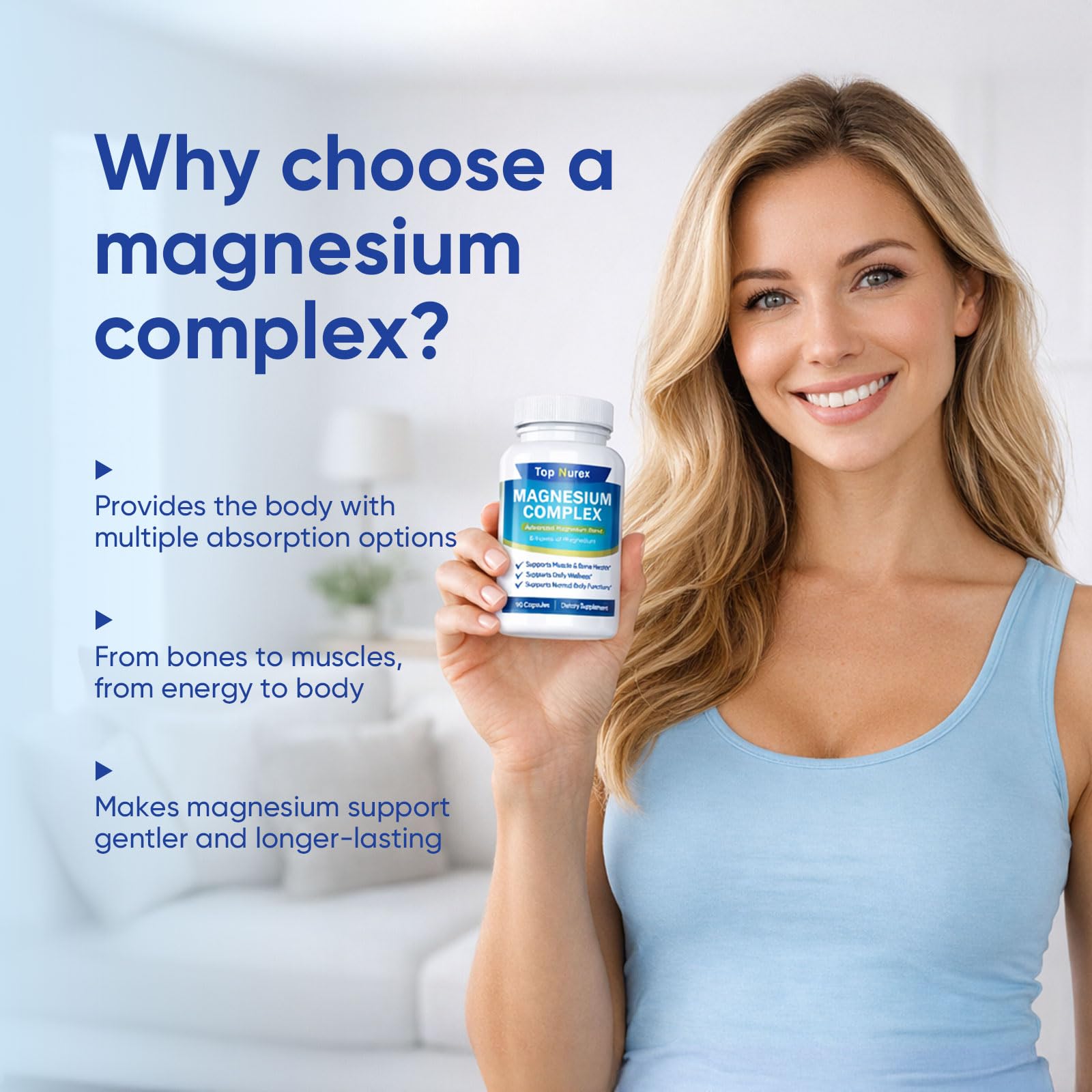 Top Nurex Magnesium Complex 1000 mg, 8-Source Magnesium Blend with Glycinate, Citrate, Malate & Taurate, Vegan Non-GMO Formula, 90 Capsules Kunnozz uk supplements